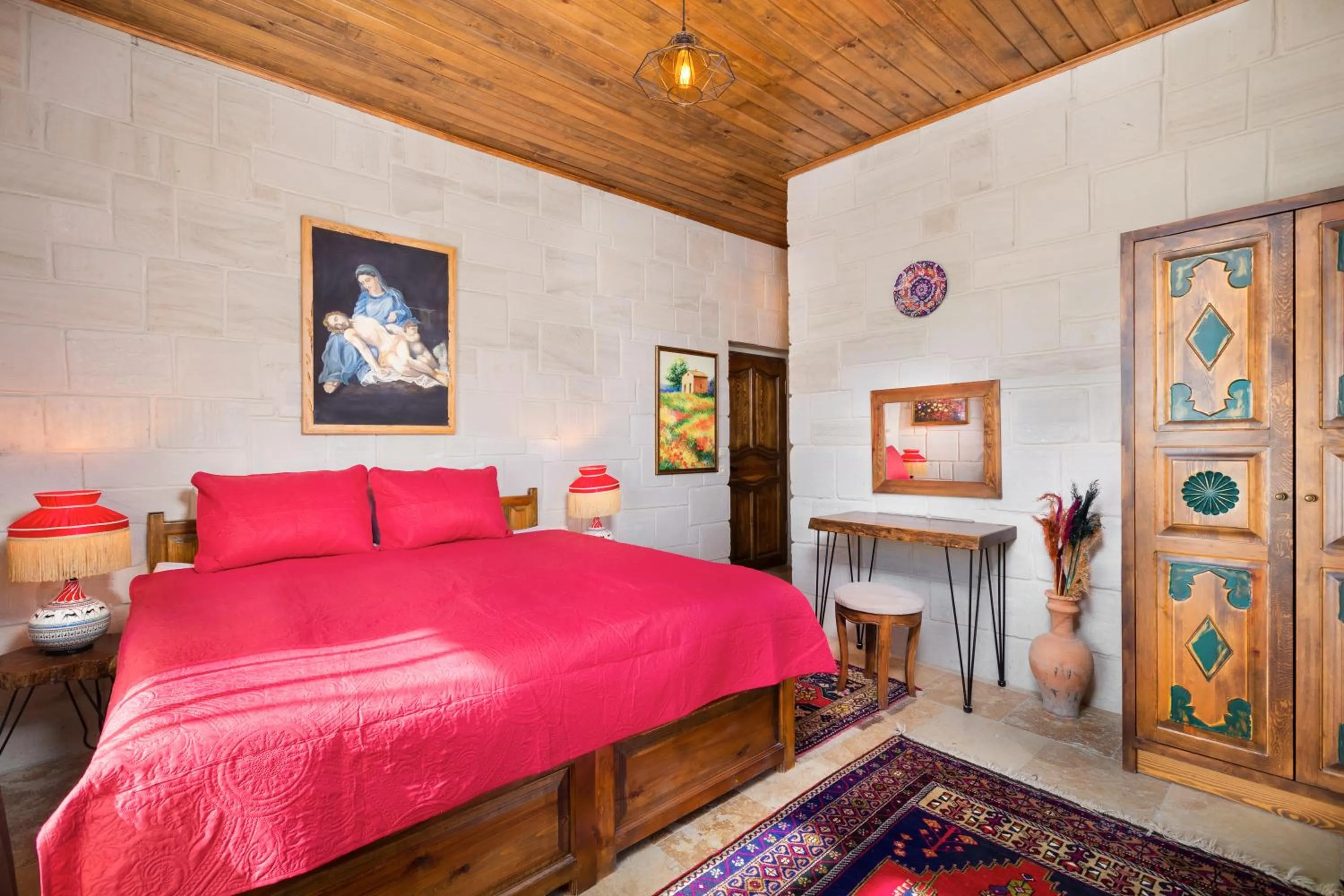 Bed in Megaron Cave Hotel Cappadocia