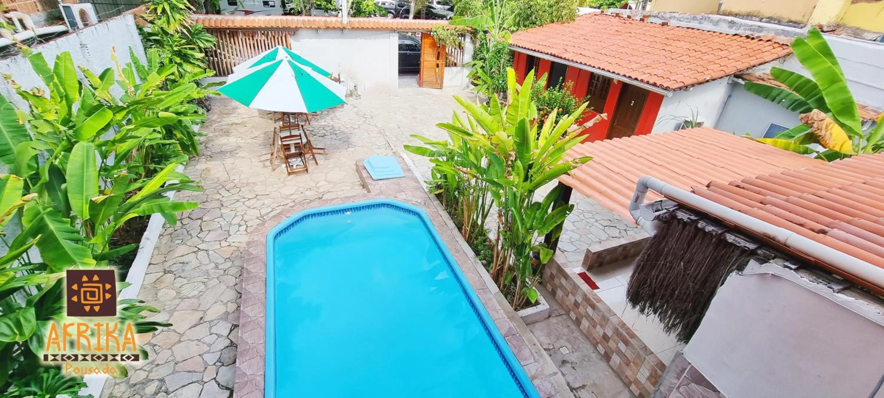 Pool view in Pousada Afrika