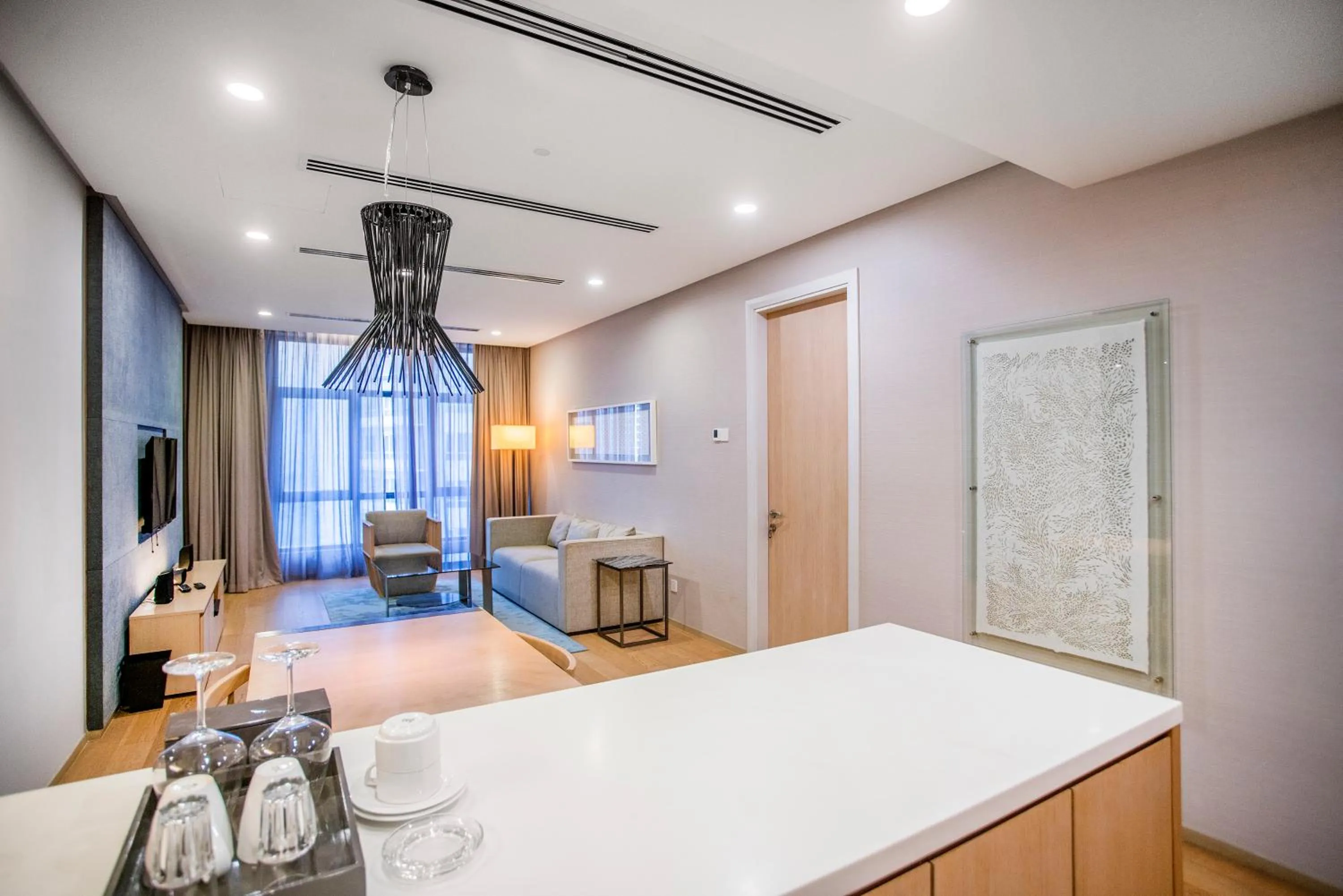 Living room in 188 Suites with Washer and Bathtub near KLCC Kula Lumpur