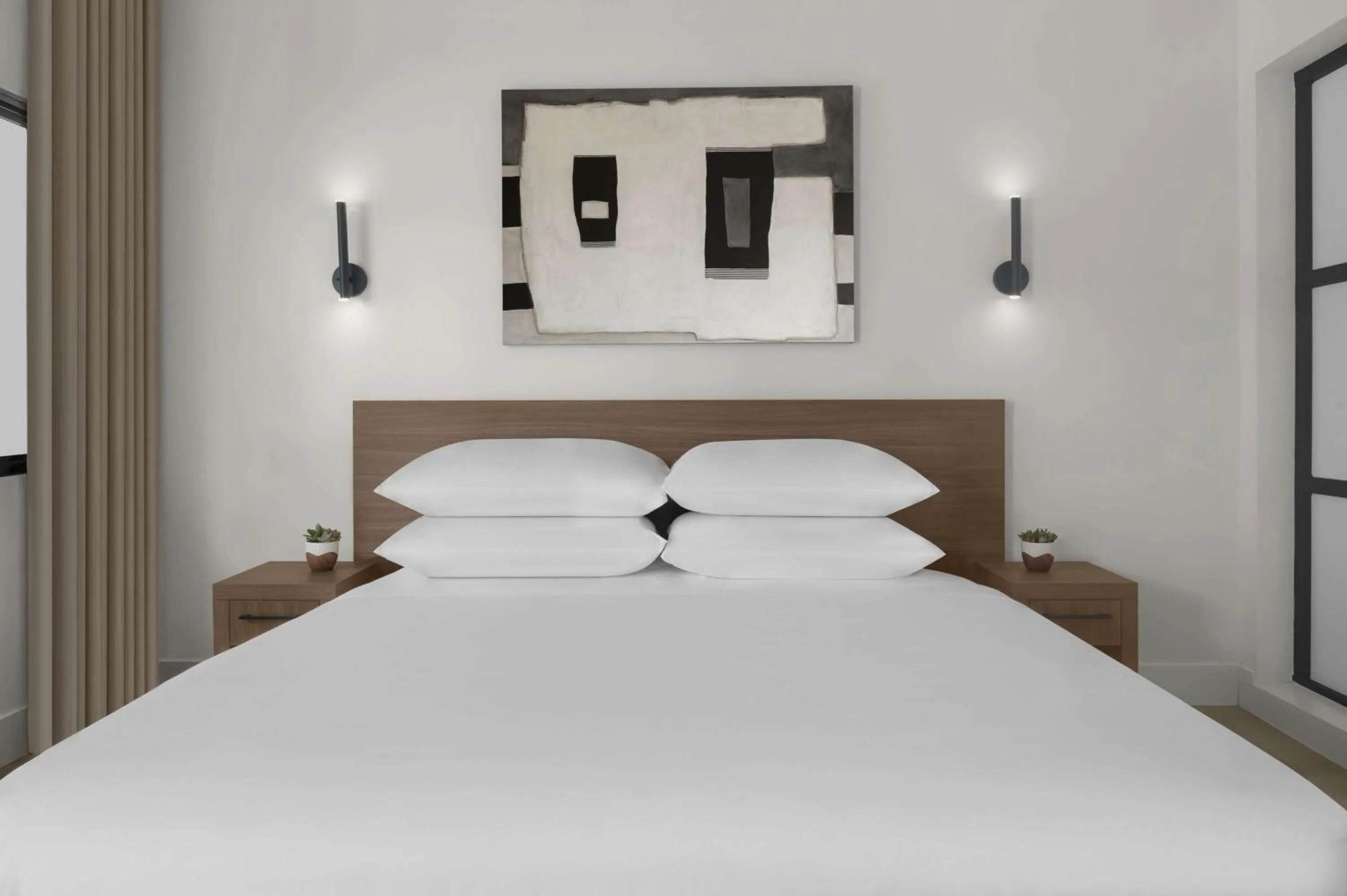 Bed in The Lum Hotel Los Angeles Stadium District