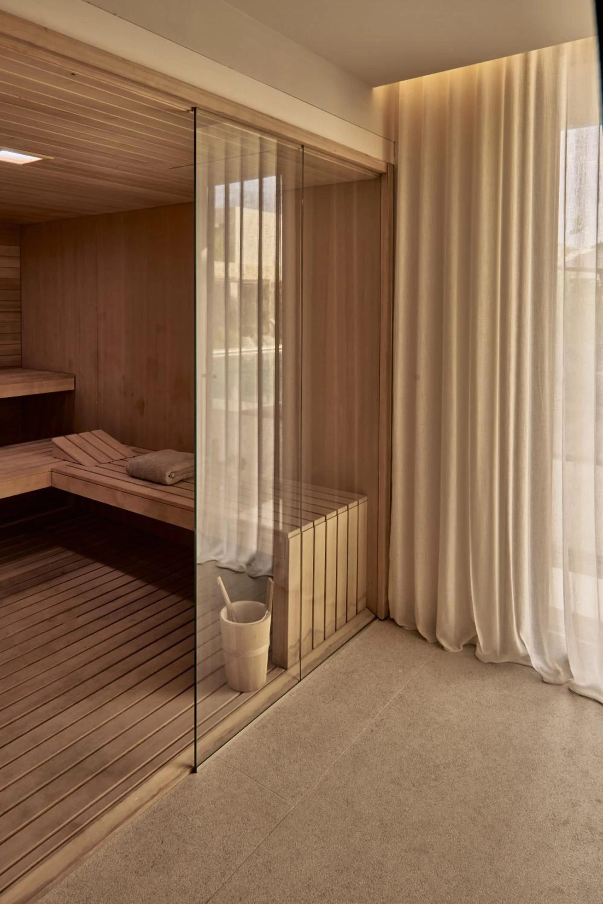 Sauna, Bed in Theros All Suite Hotel - Adults Only