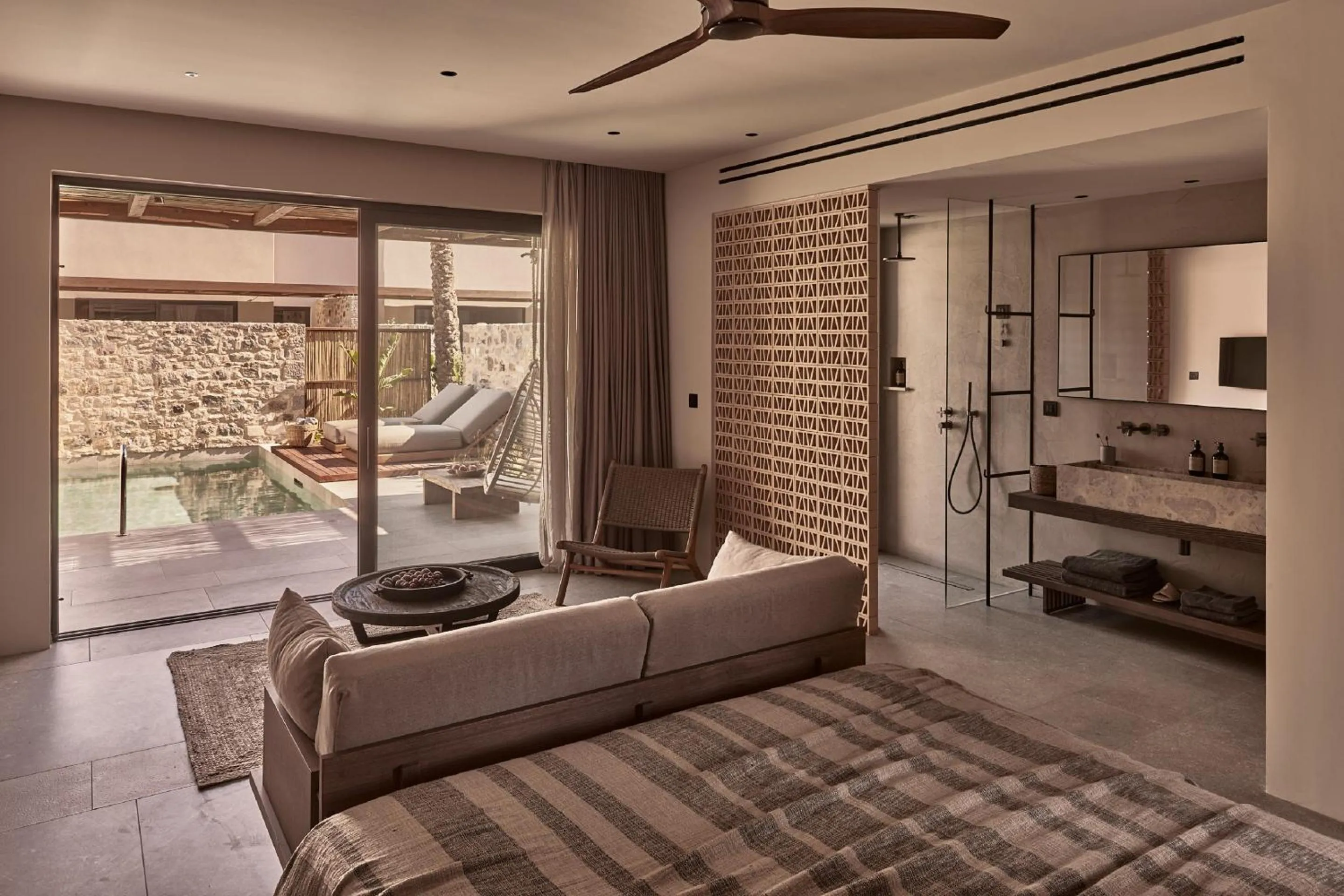 Bed in Theros All Suite Hotel - Adults Only