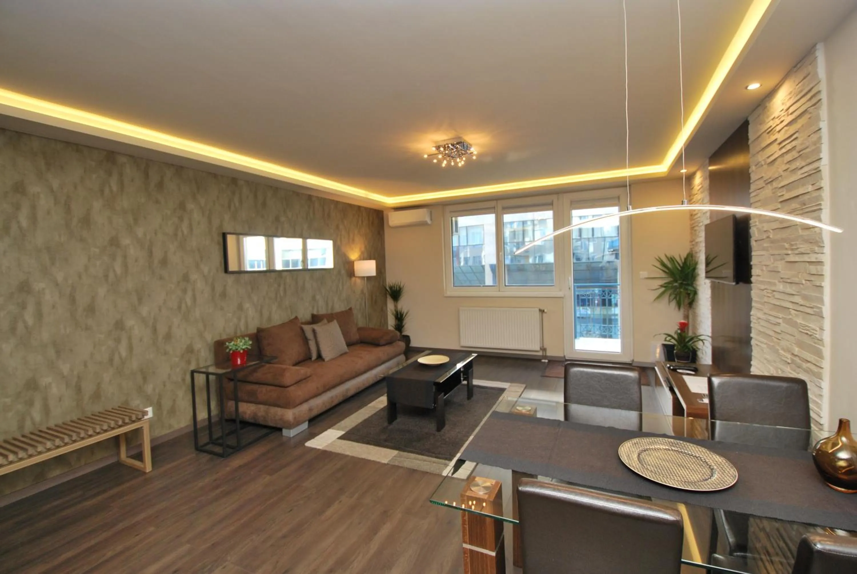 Living room in Arpad Bridge Apartments