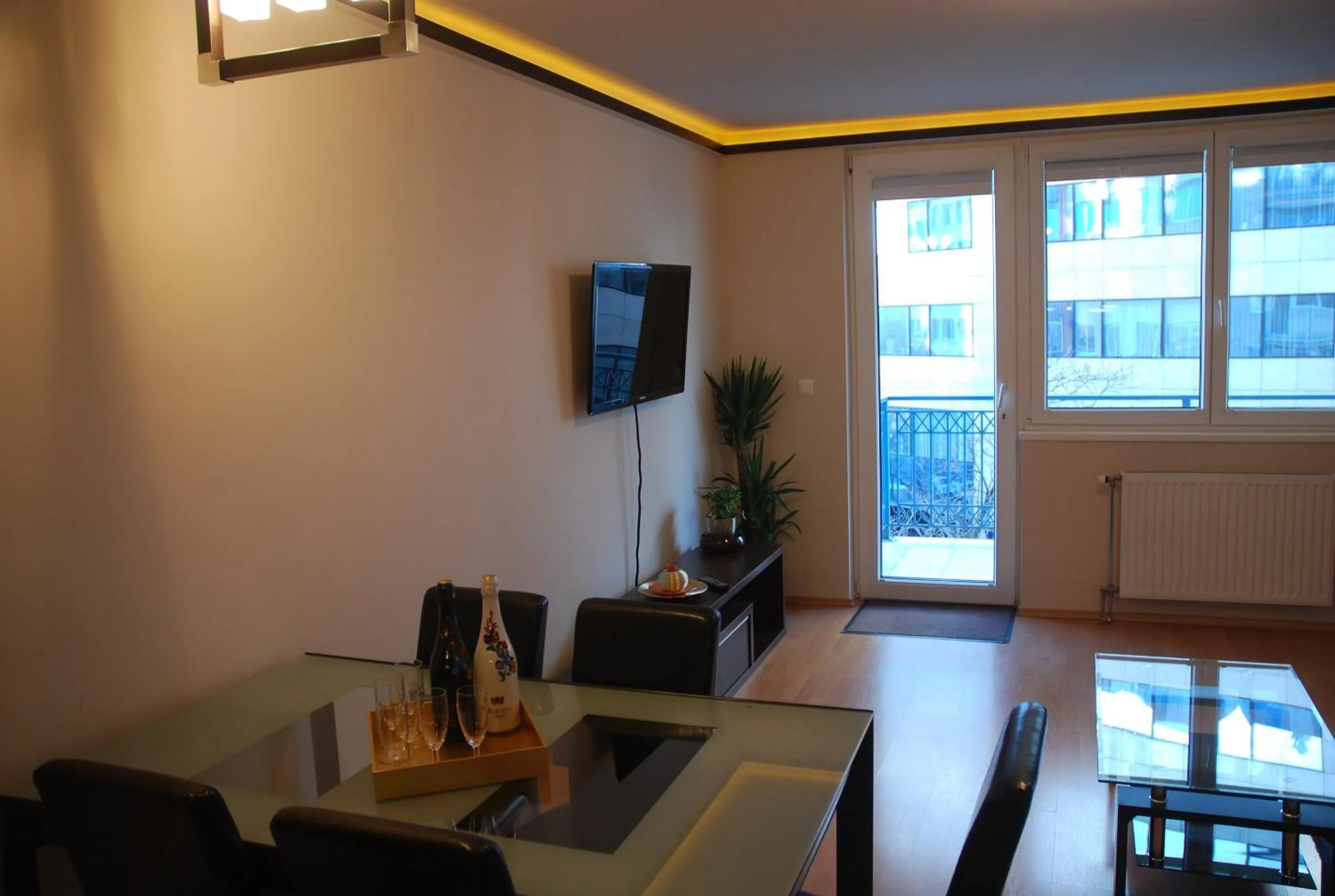 Living room in Arpad Bridge Apartments