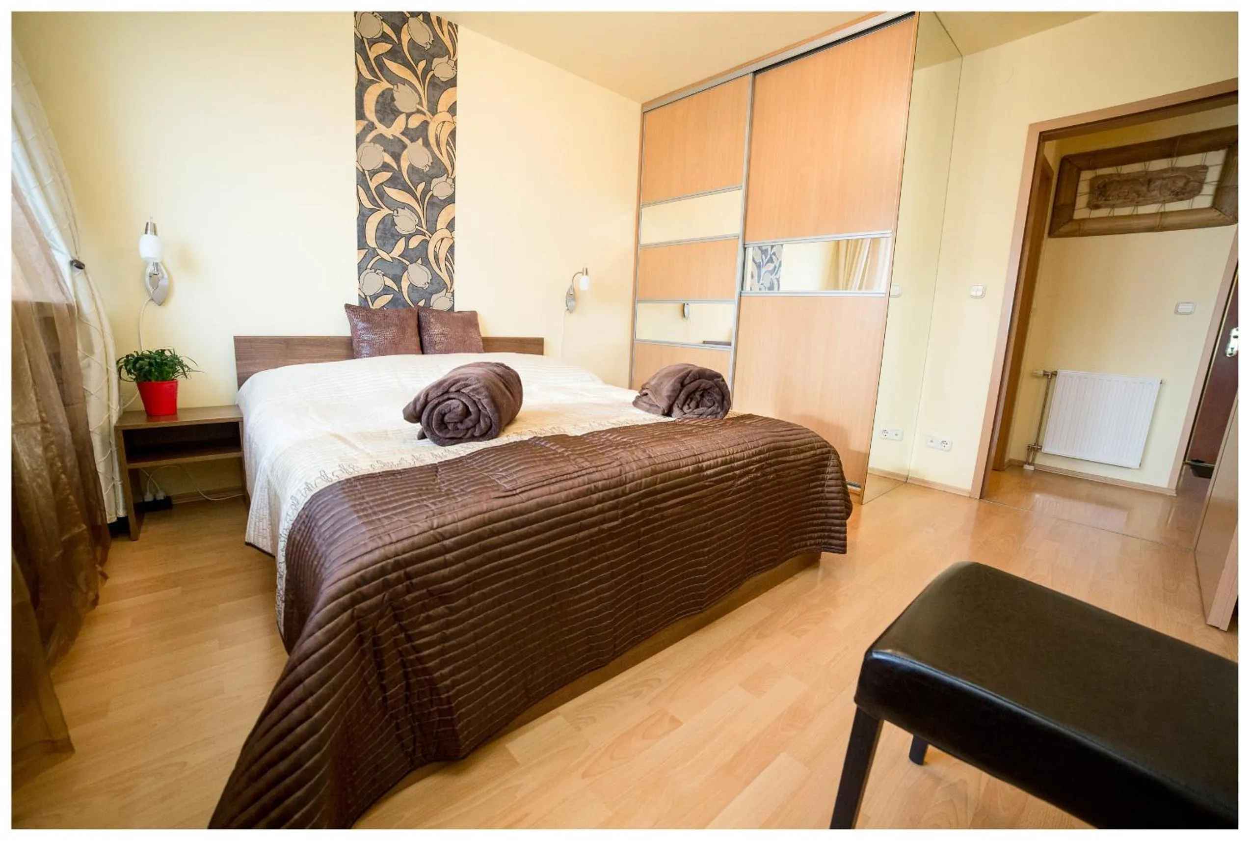 Bed in Arpad Bridge Apartments