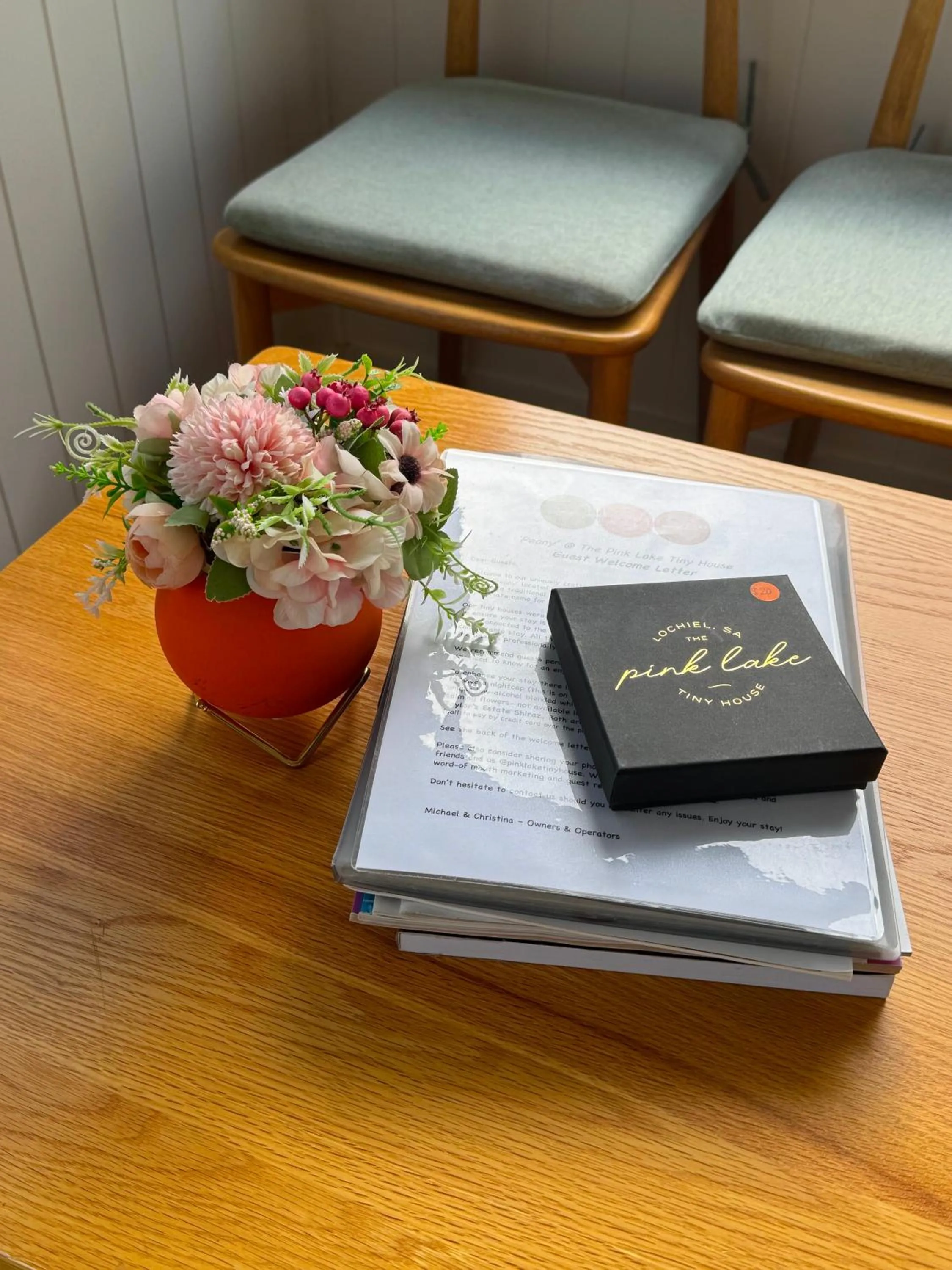 Decorative detail in Pink Lake Tiny House - 'Peony'