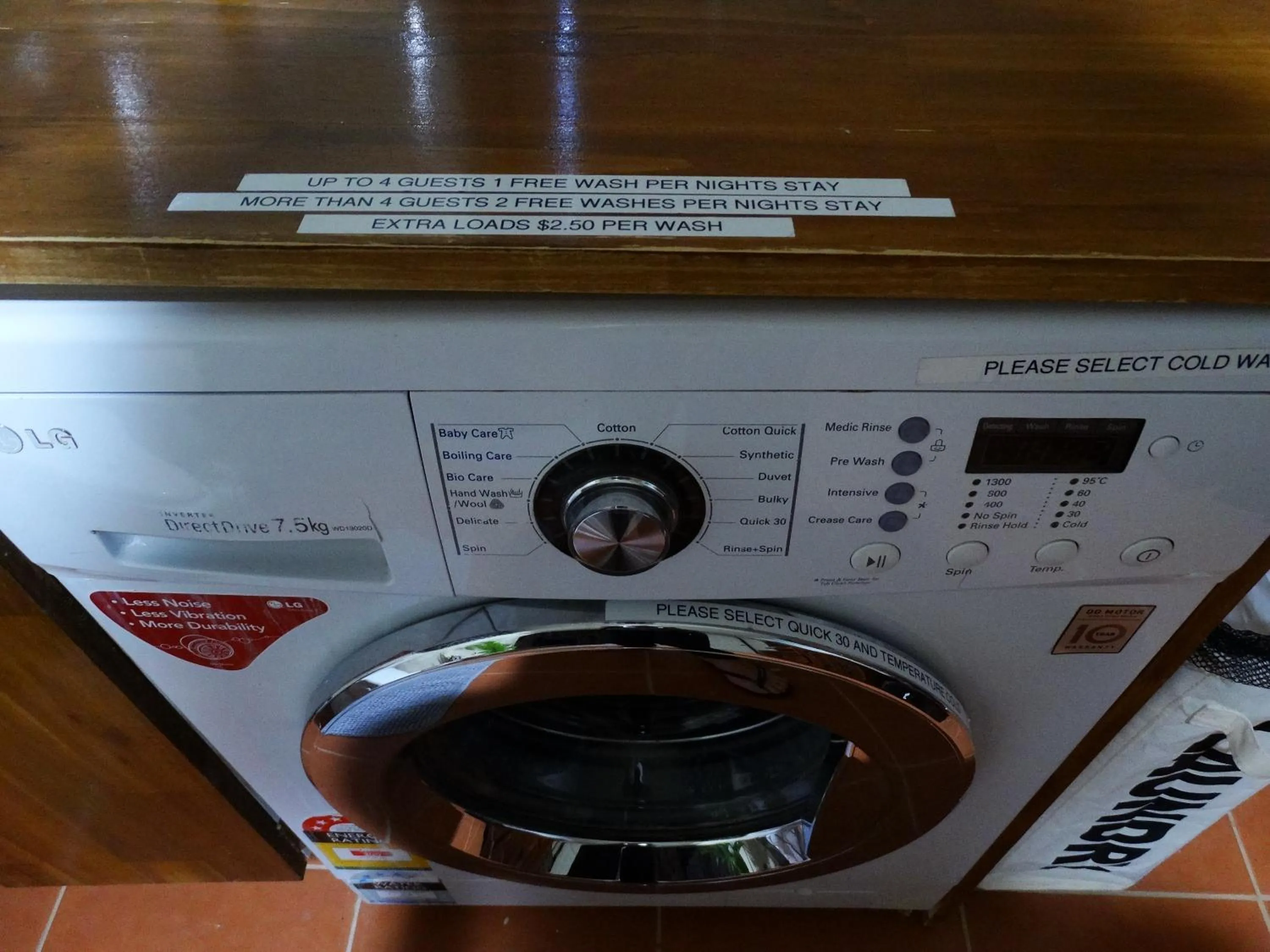 washing machine in Di's Dugouts