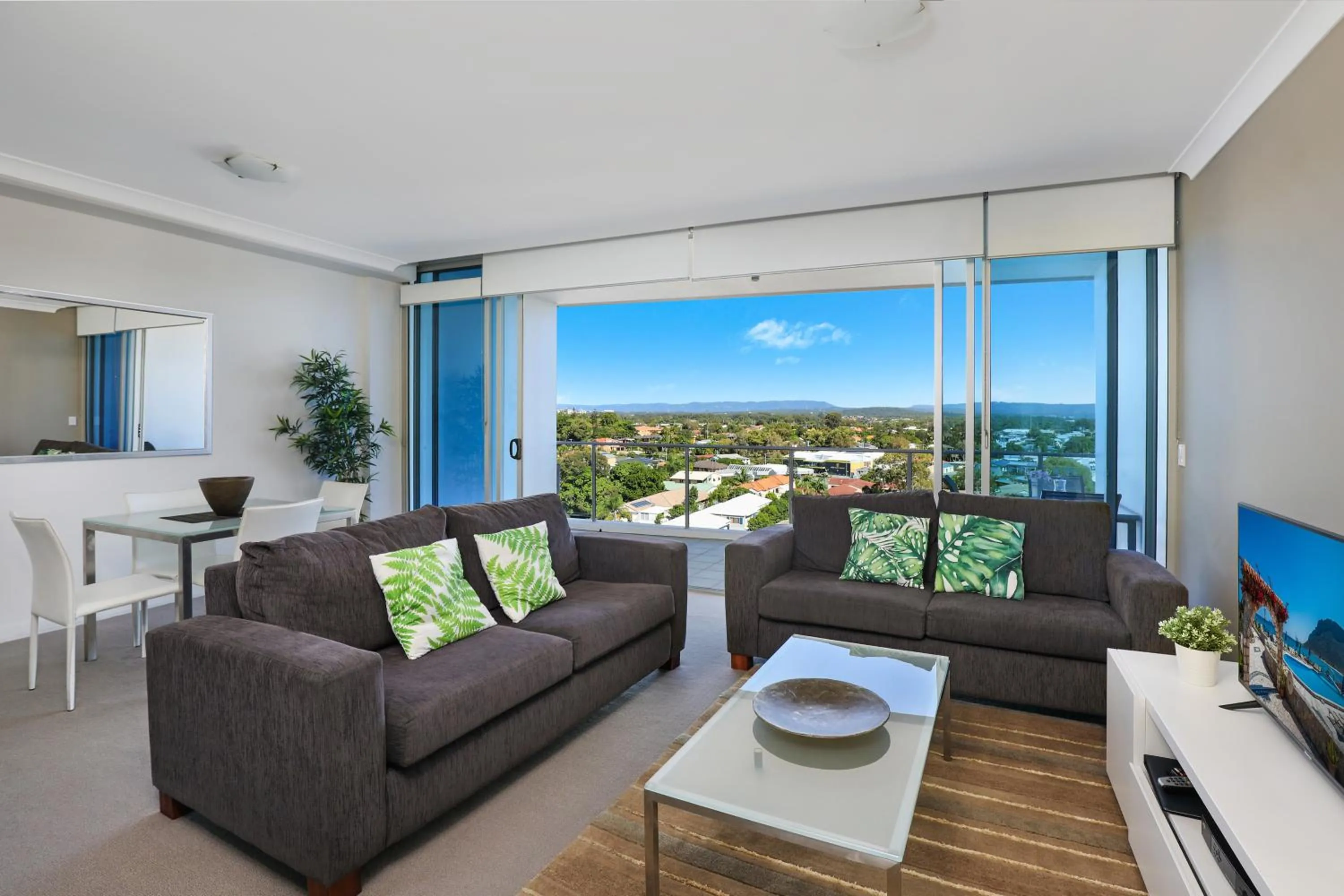 Living room in Silvershore Apartments on the Broadwater