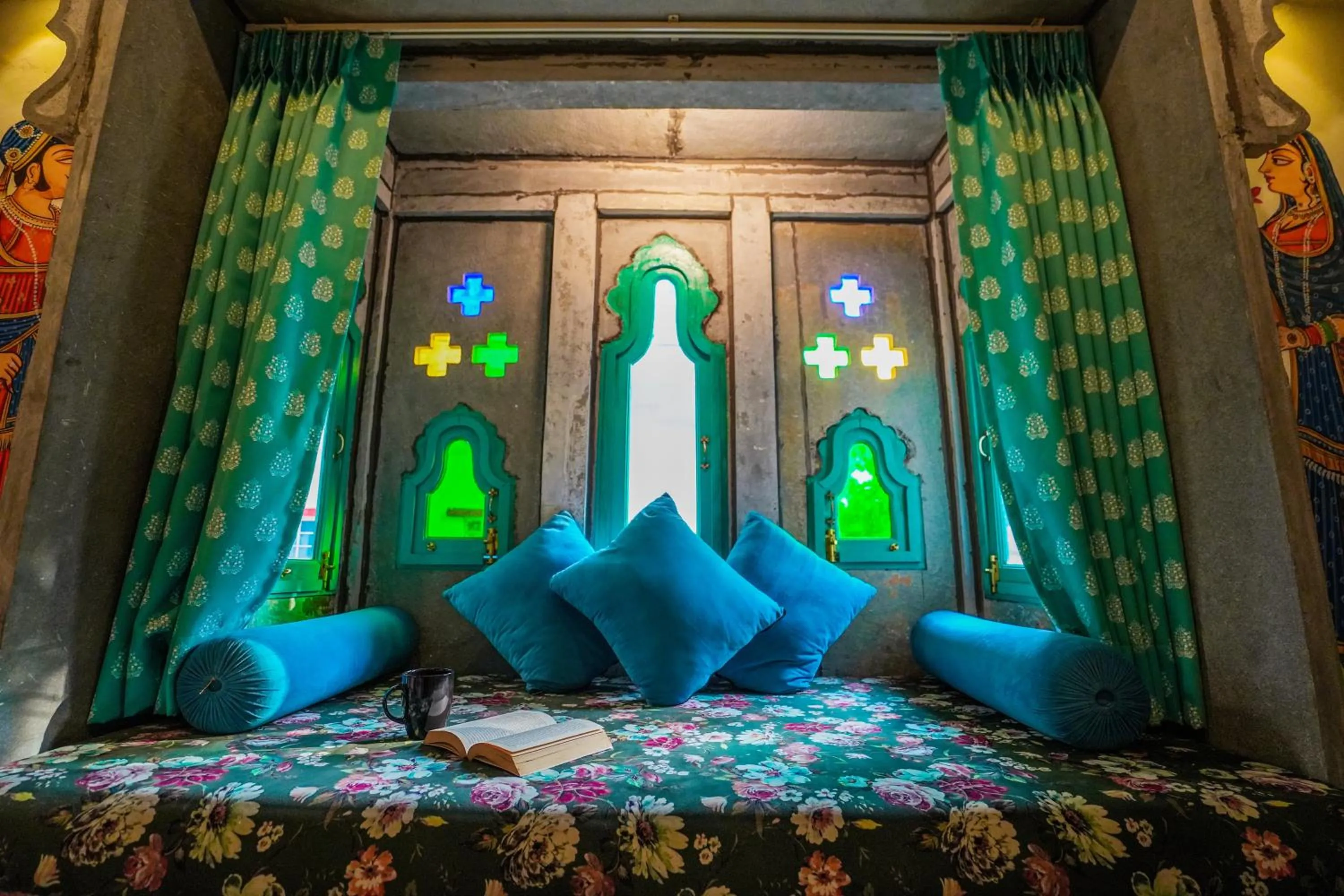 Seating area, Bed in AAJ HAVELI - Pichola Lake Facing Hotel