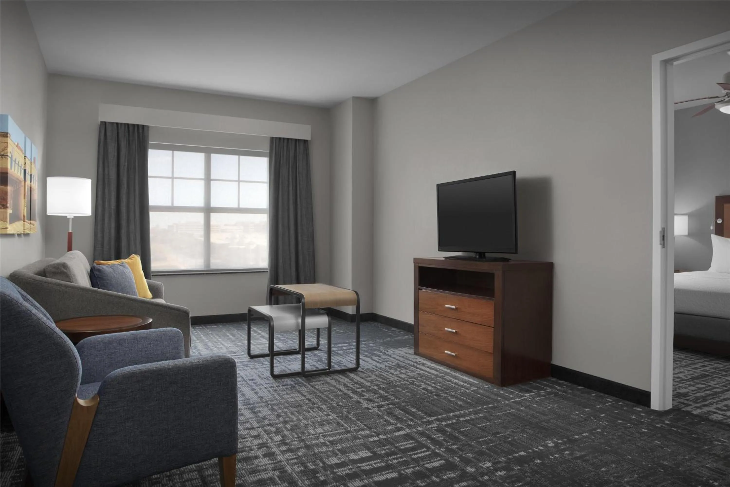 Living room, Bed in Homewood Suites by Hilton Oklahoma City-Bricktown