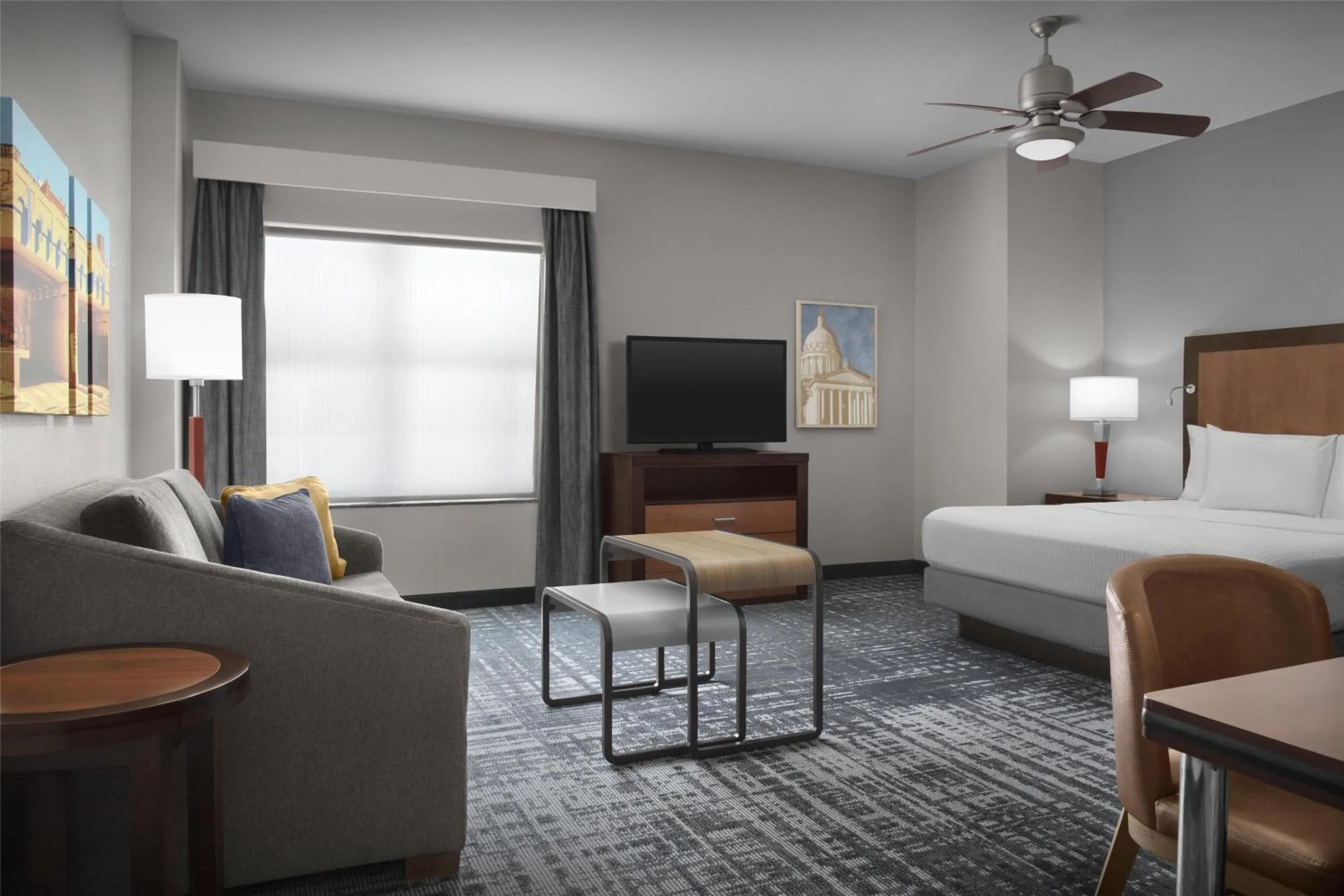 Living room, Bed in Homewood Suites by Hilton Oklahoma City-Bricktown