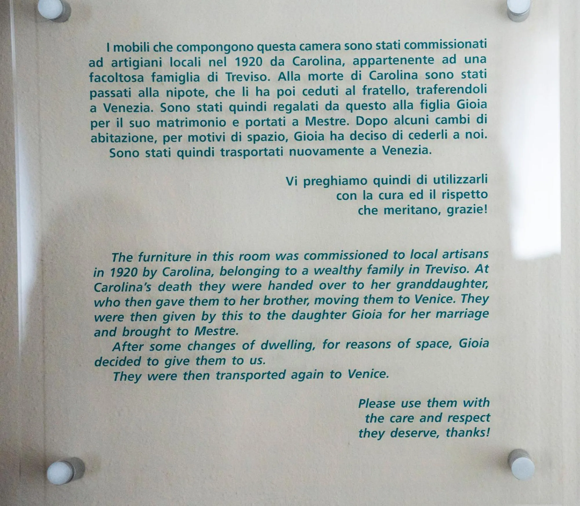 Decorative detail in Locanda Art Deco