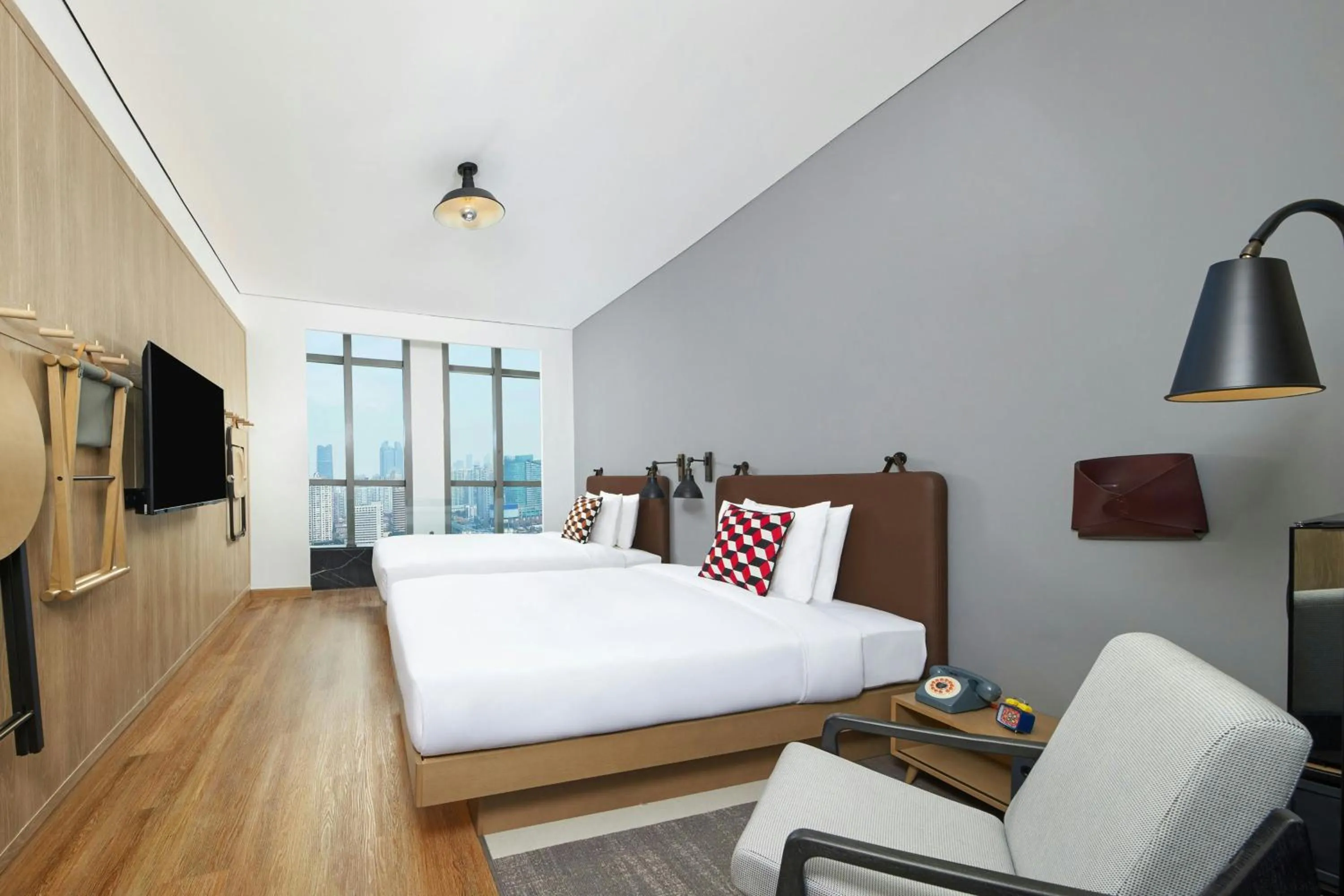 Photo of the whole room, Bed in Moxy Shanghai Xuhui