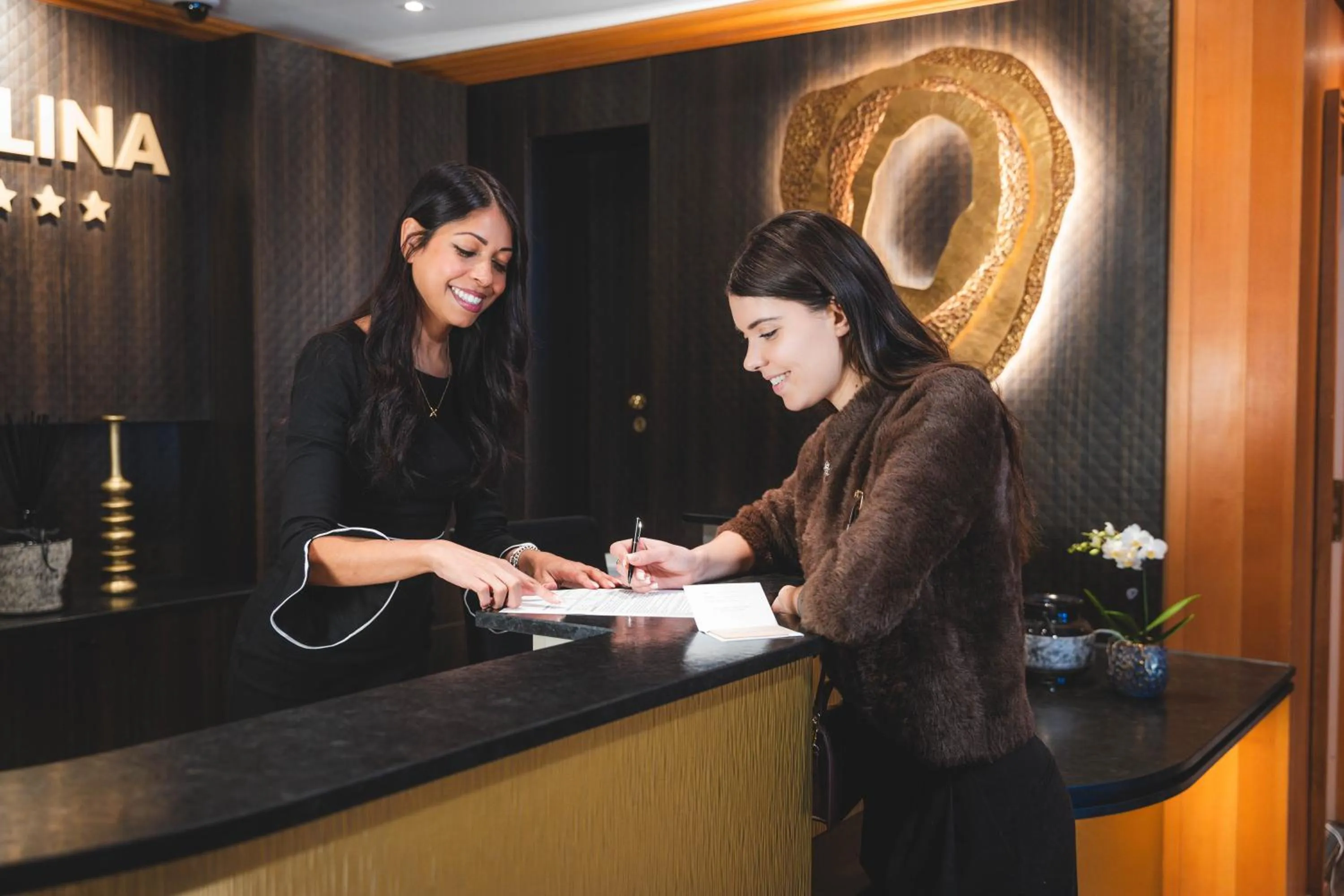 Lobby or reception in Hotel Carlina