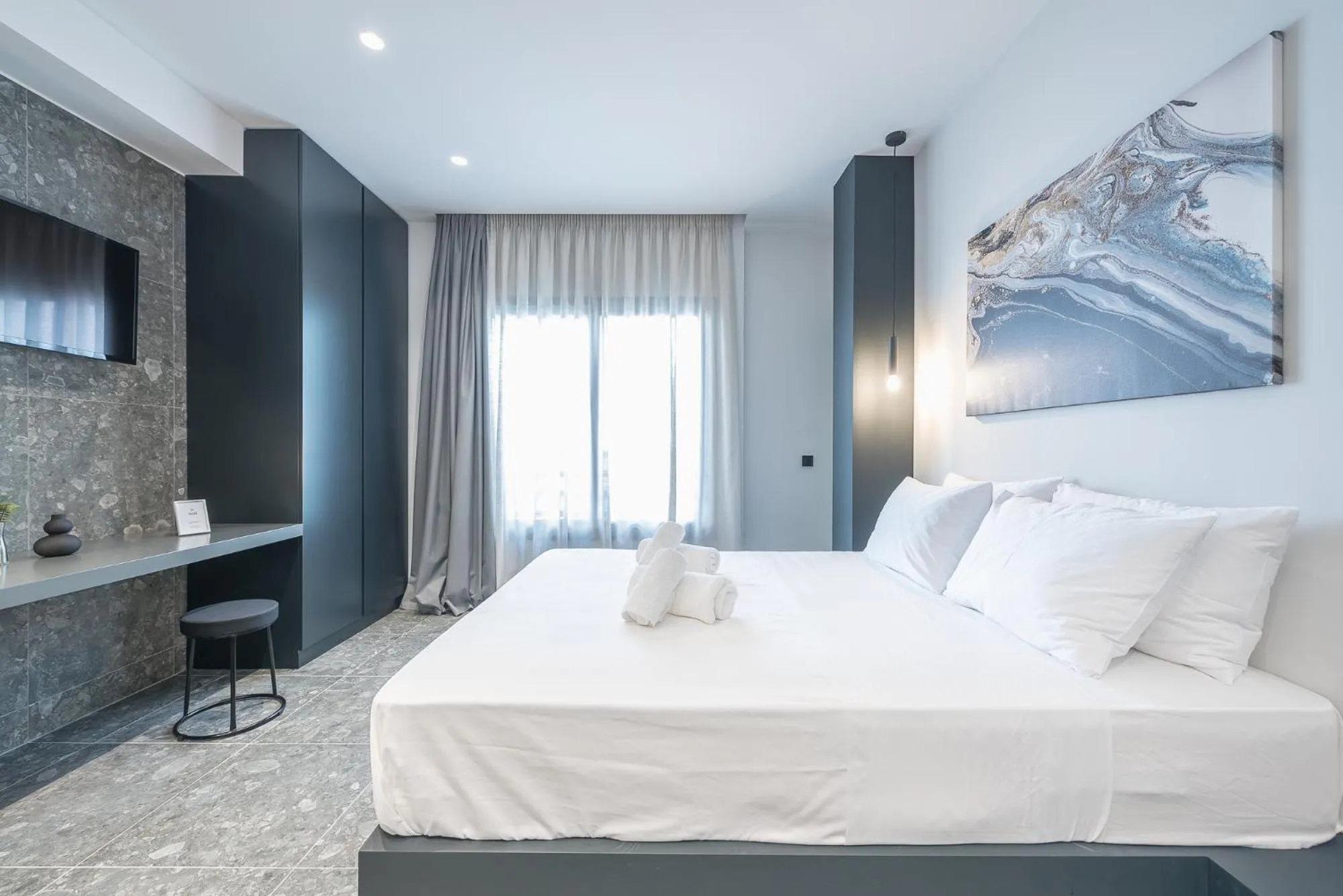 Bed in The Asprogeraka - self check-in rooms