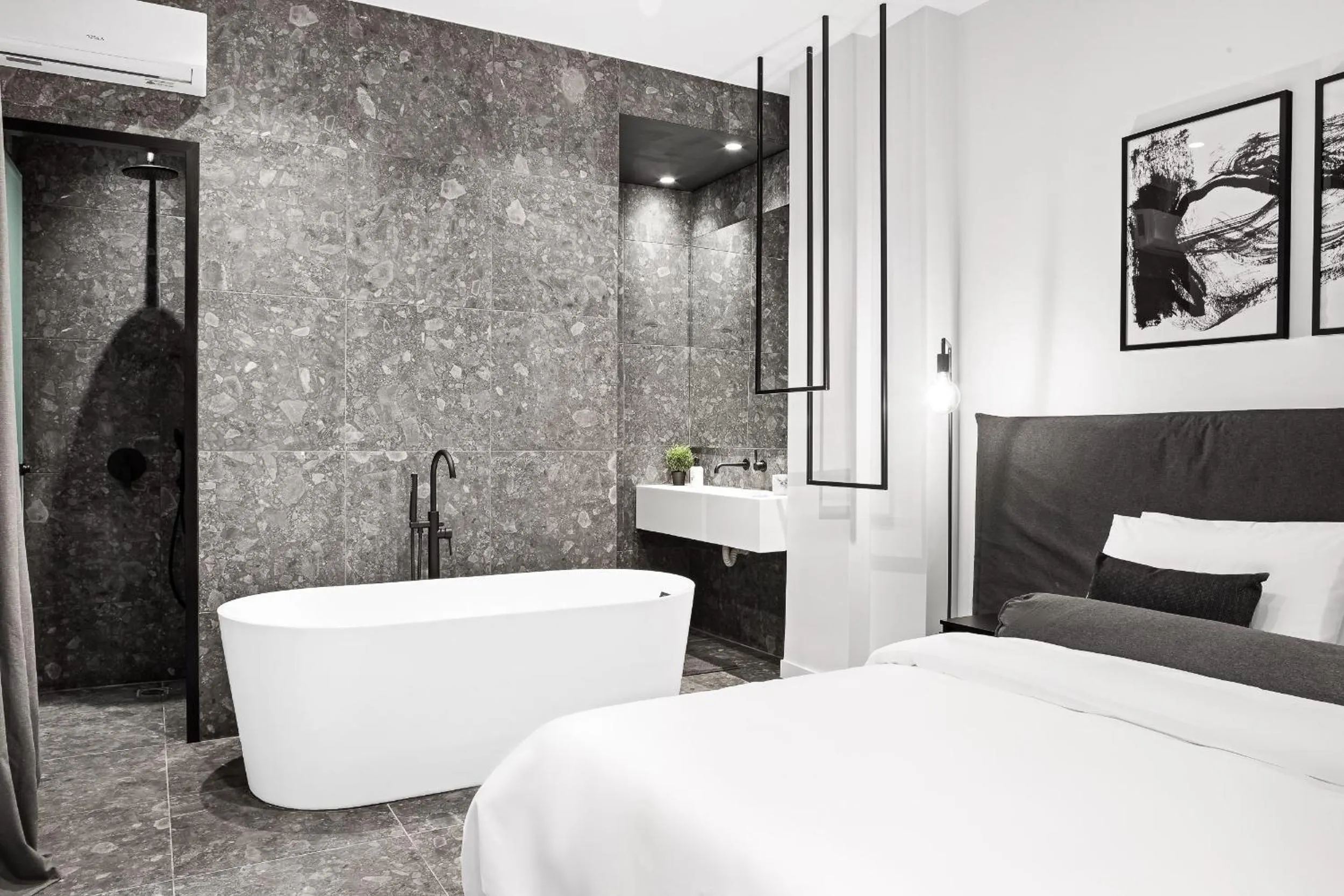 Bed in The Asprogeraka - self check-in rooms