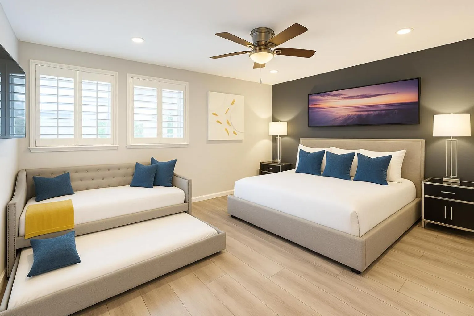 Bedroom, Bed in Sunset Swim, Luxury Vegas Villa with Pool, Hot Tub