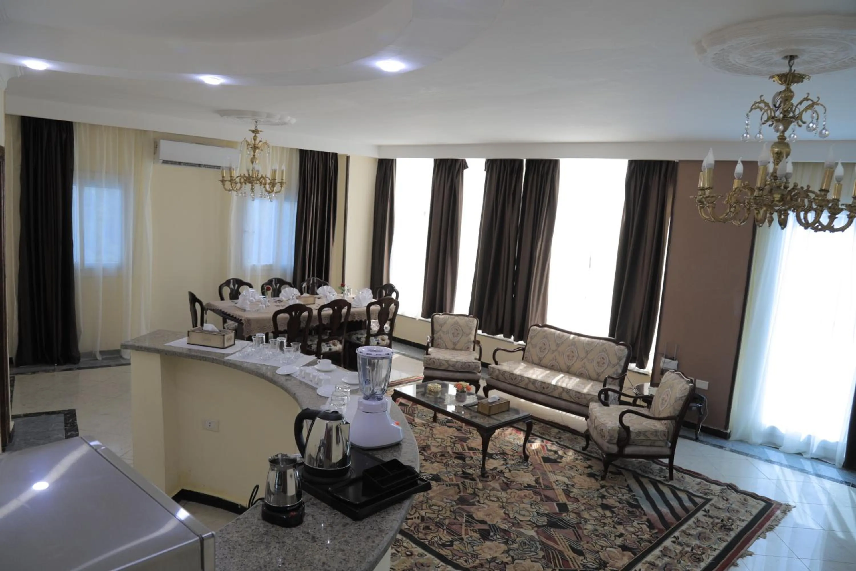 Seating area in Jewel Fayed Hotel