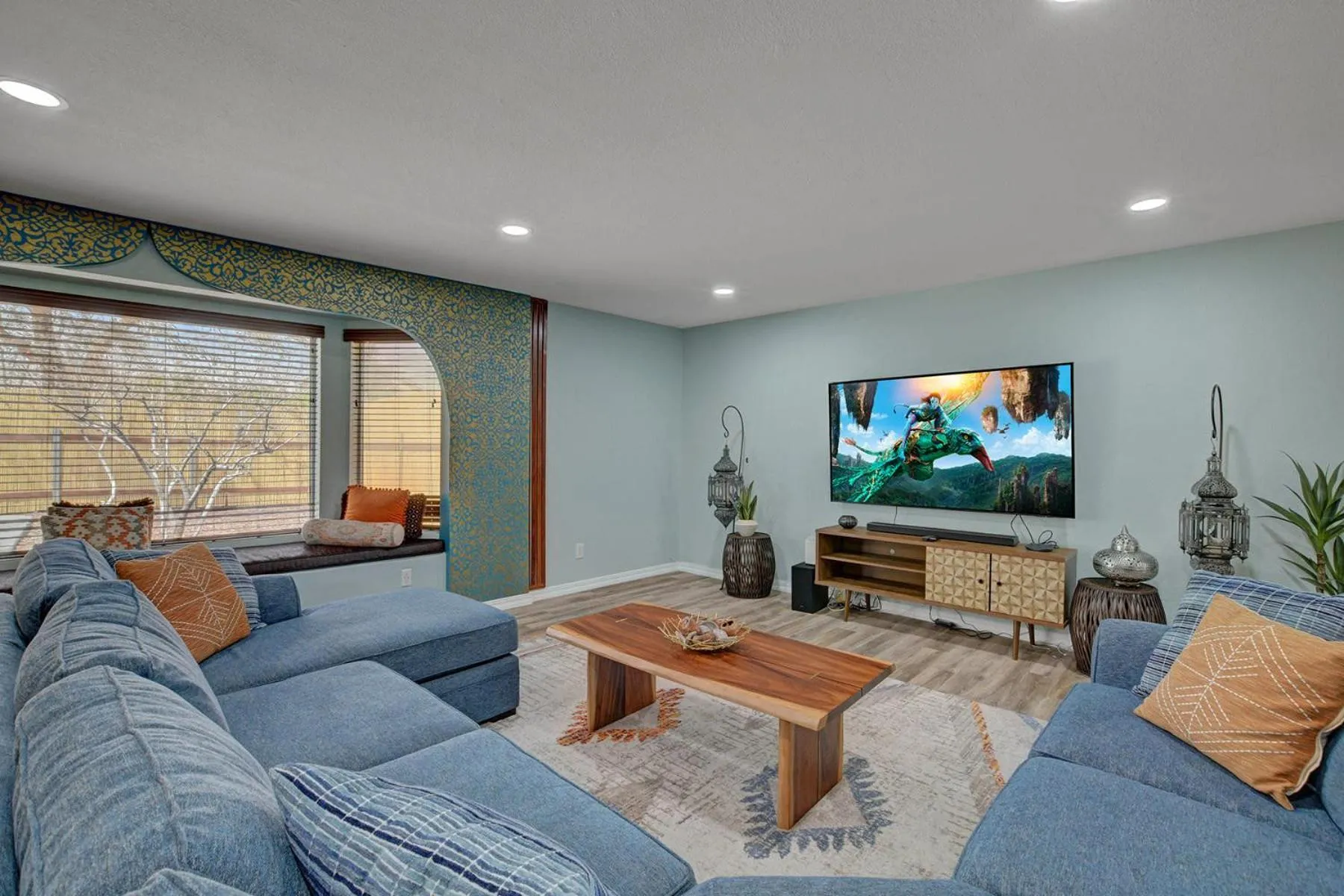 Communal lounge/ TV room in Buddha Mansion Luxury Resort - 8BR Modern, HotTub, Huge pool, Sauna, BBQ grill, Game Room