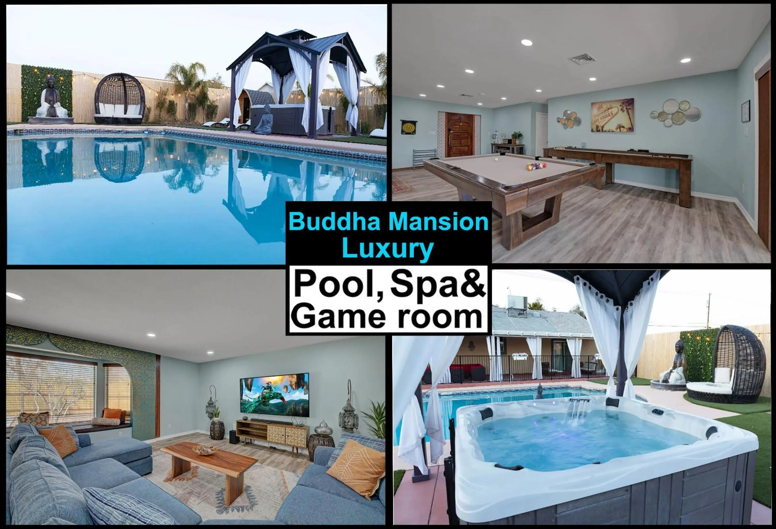 Buddha Mansion Luxury Resort - 8BR Modern, HotTub, Huge pool, Sauna, BBQ grill, Game Room