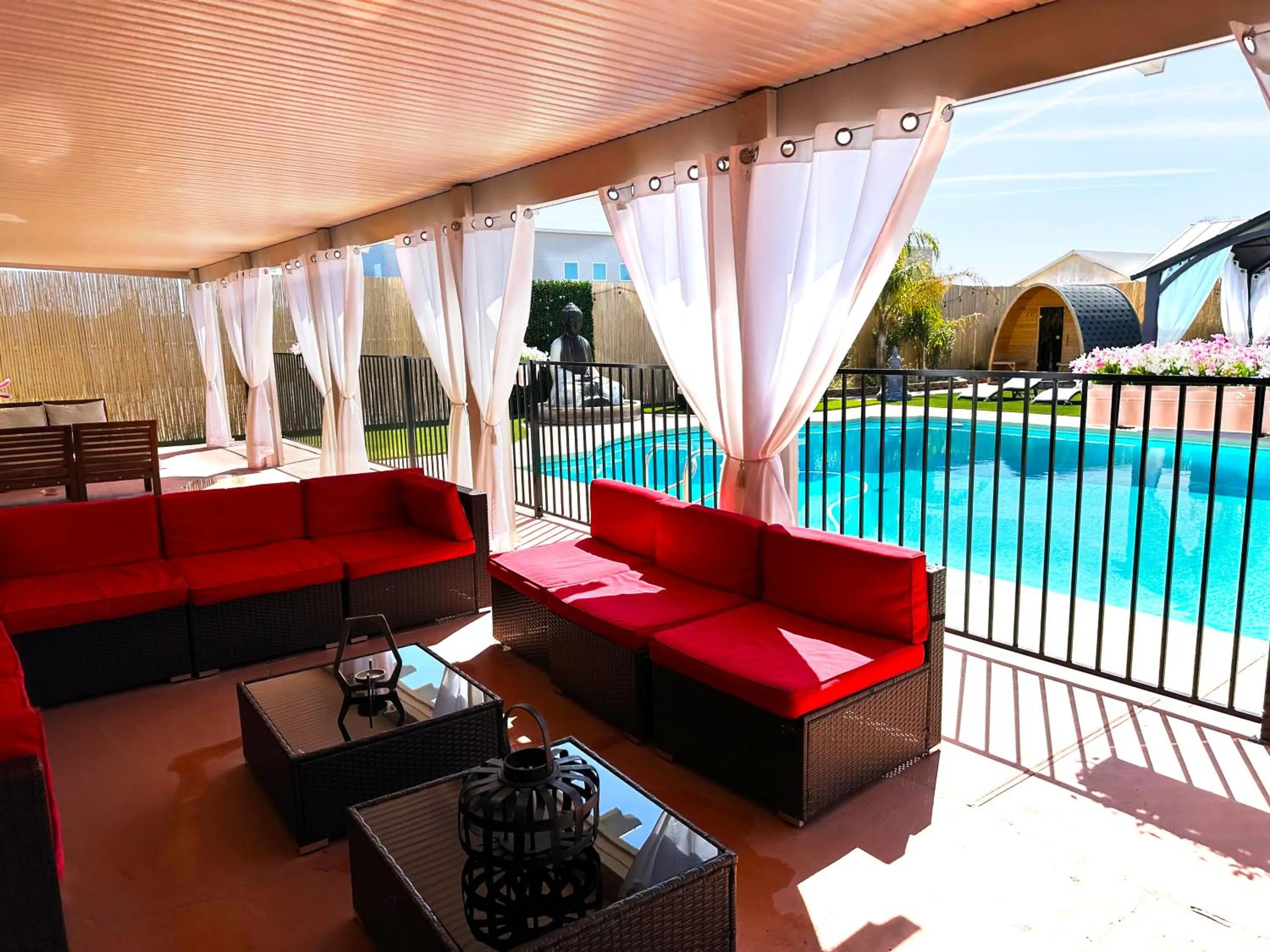 Patio in Buddha Mansion Luxury Resort - 8BR Modern, HotTub, Huge pool, Sauna, BBQ grill, Game Room