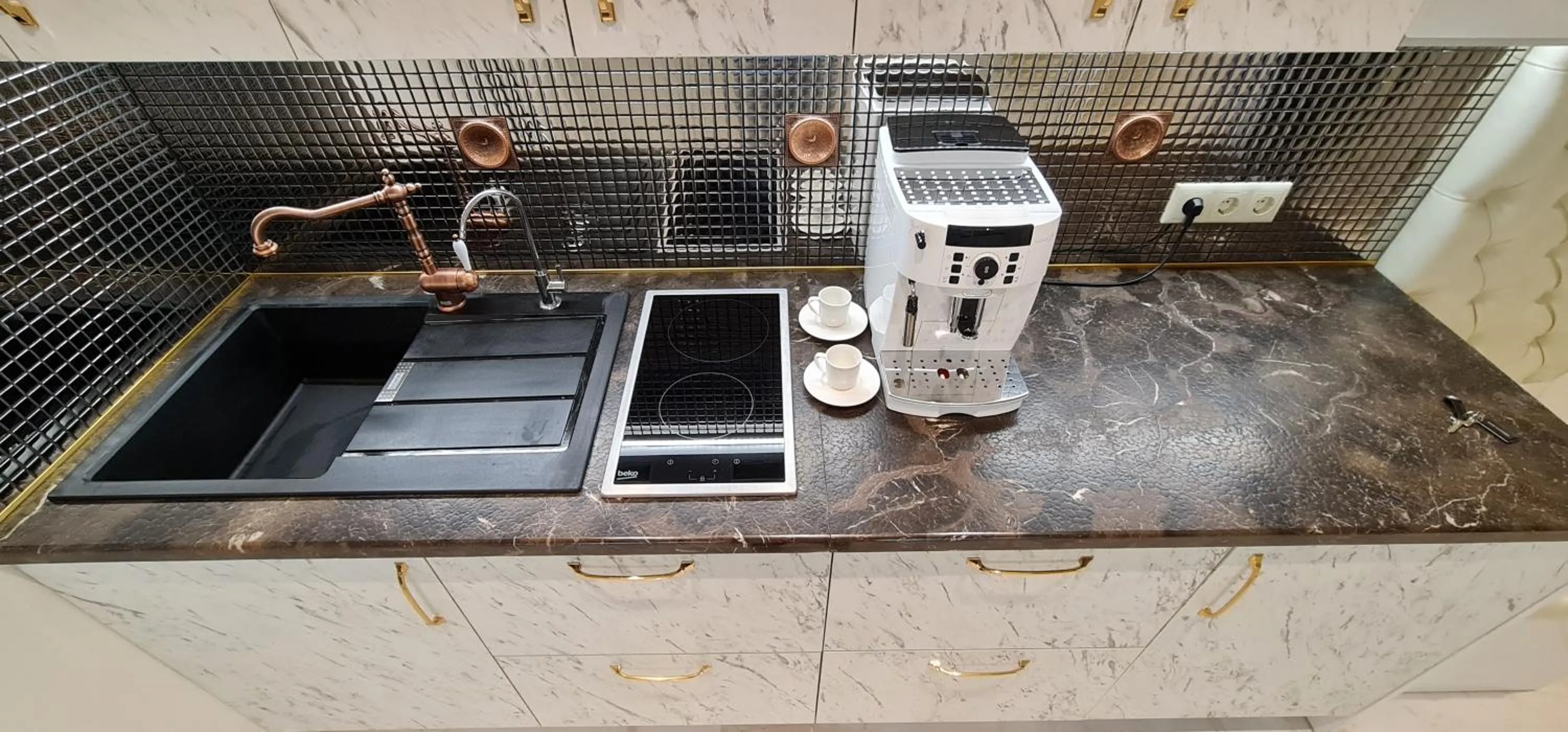 Kitchen or kitchenette in Prestige Jacuzzi Apartment by LIUKSAI