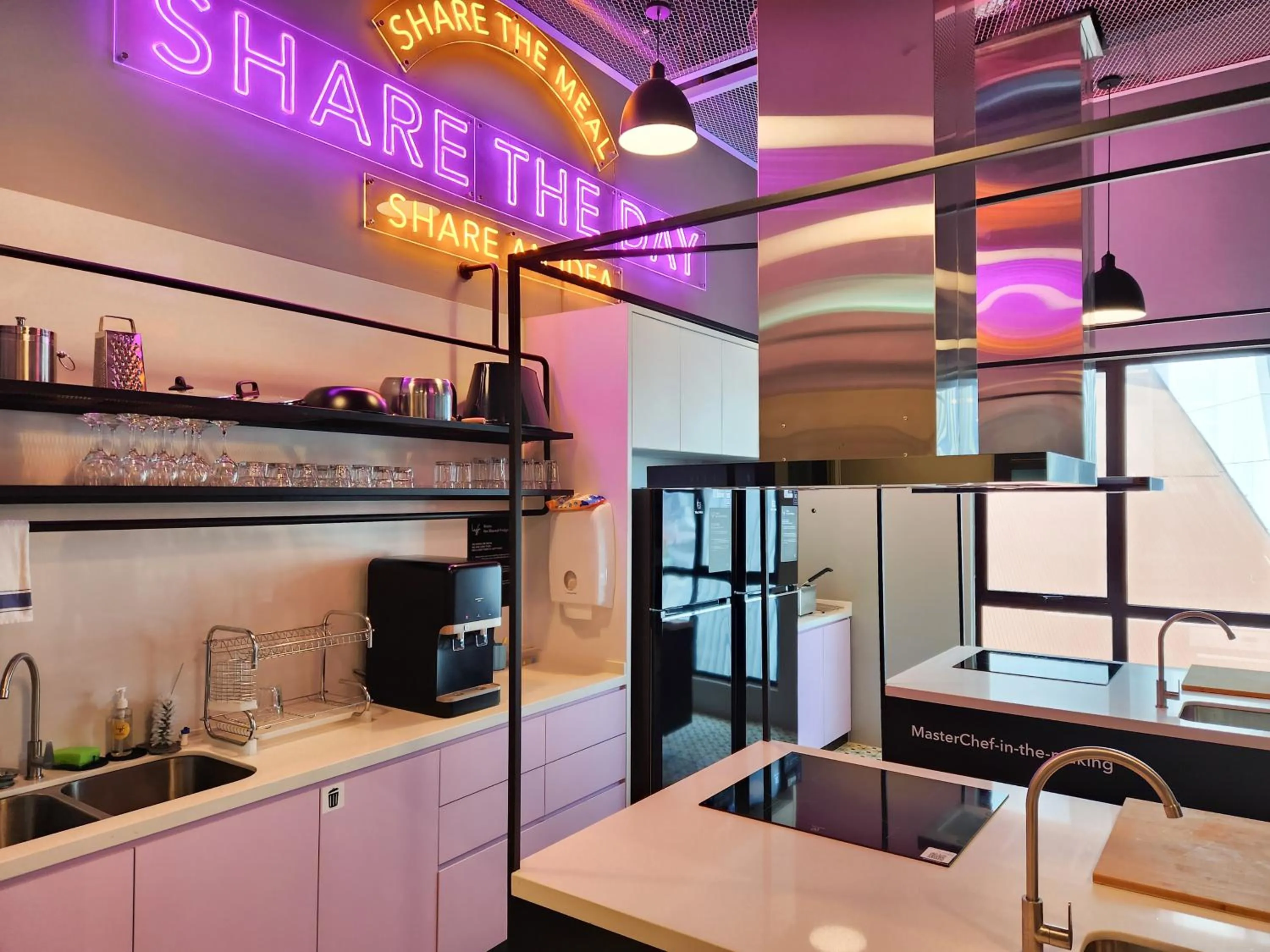 Communal kitchen in lyf Chinatown Kuala Lumpur