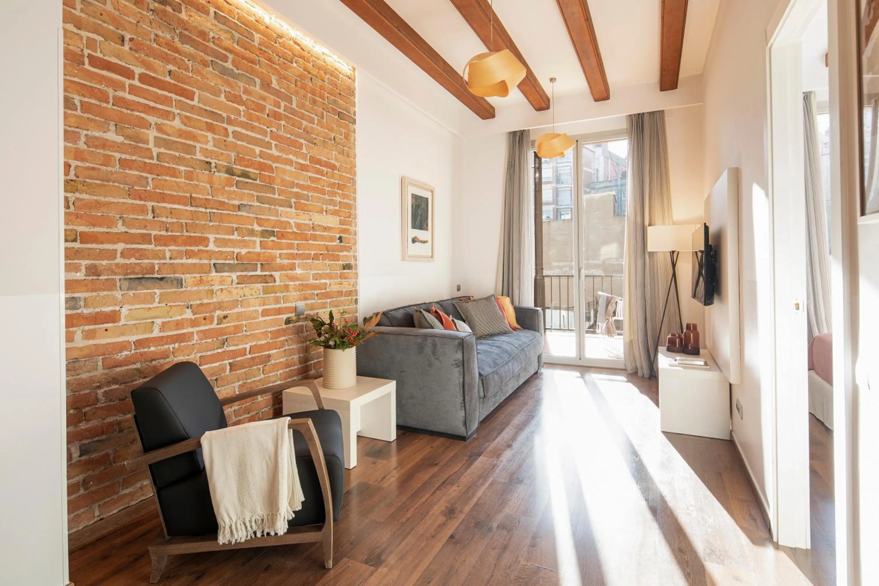 Living room in Aspasios Market Balconies Apartments