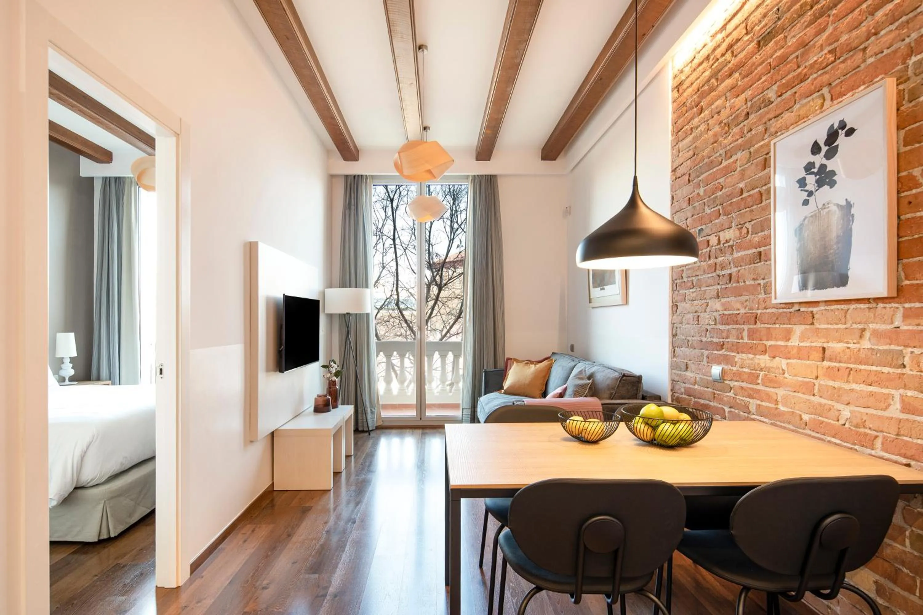 Living room in Aspasios Market Balconies Apartments