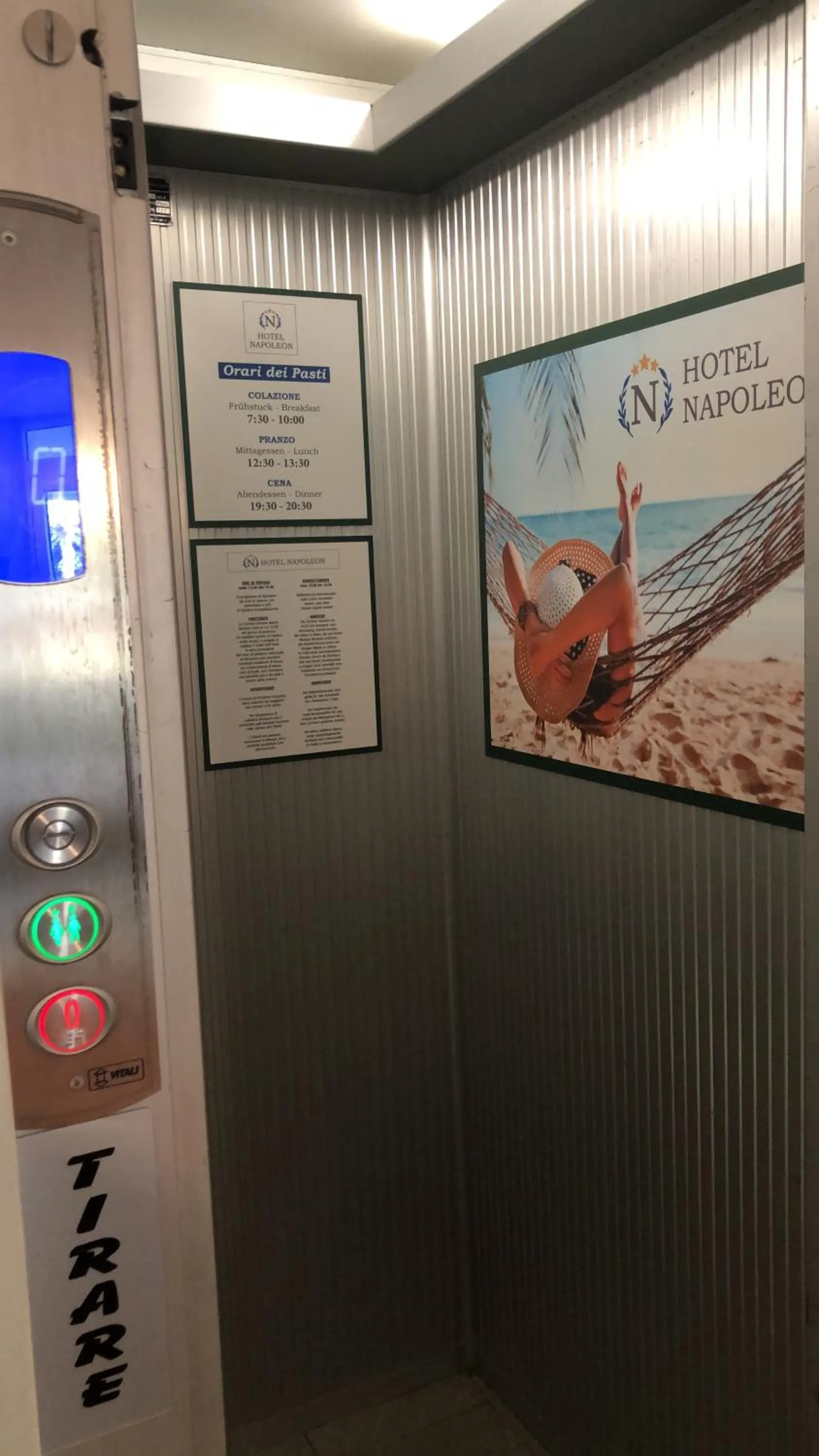 elevator in Hotel Napoleon