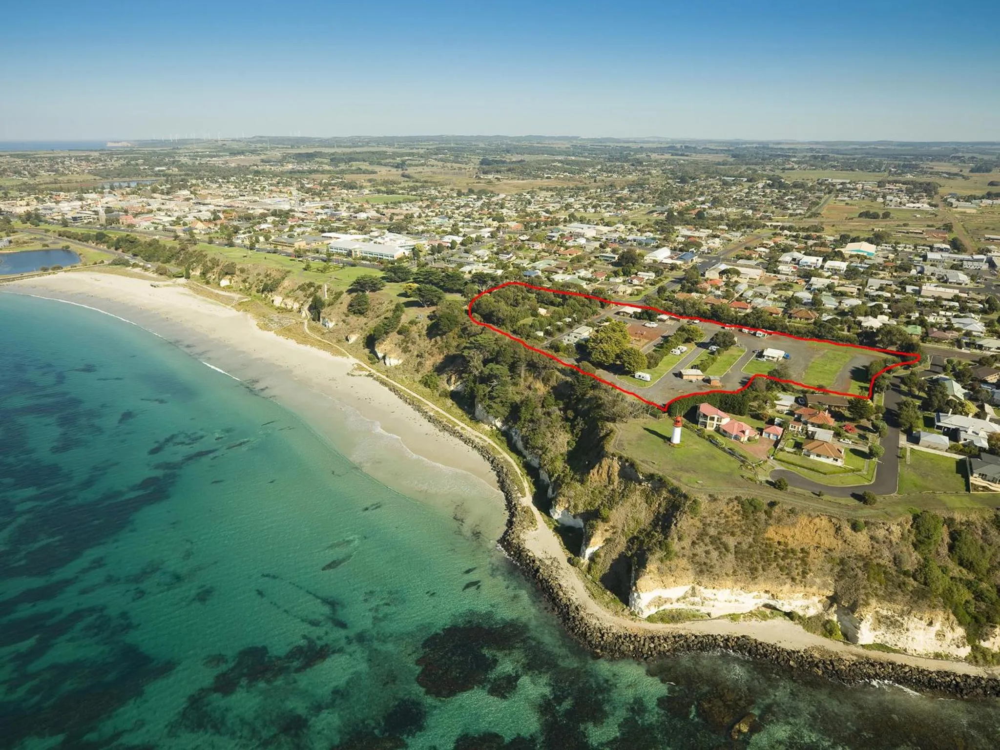 Bird's eye view in NRMA Portland Bay Holiday Park