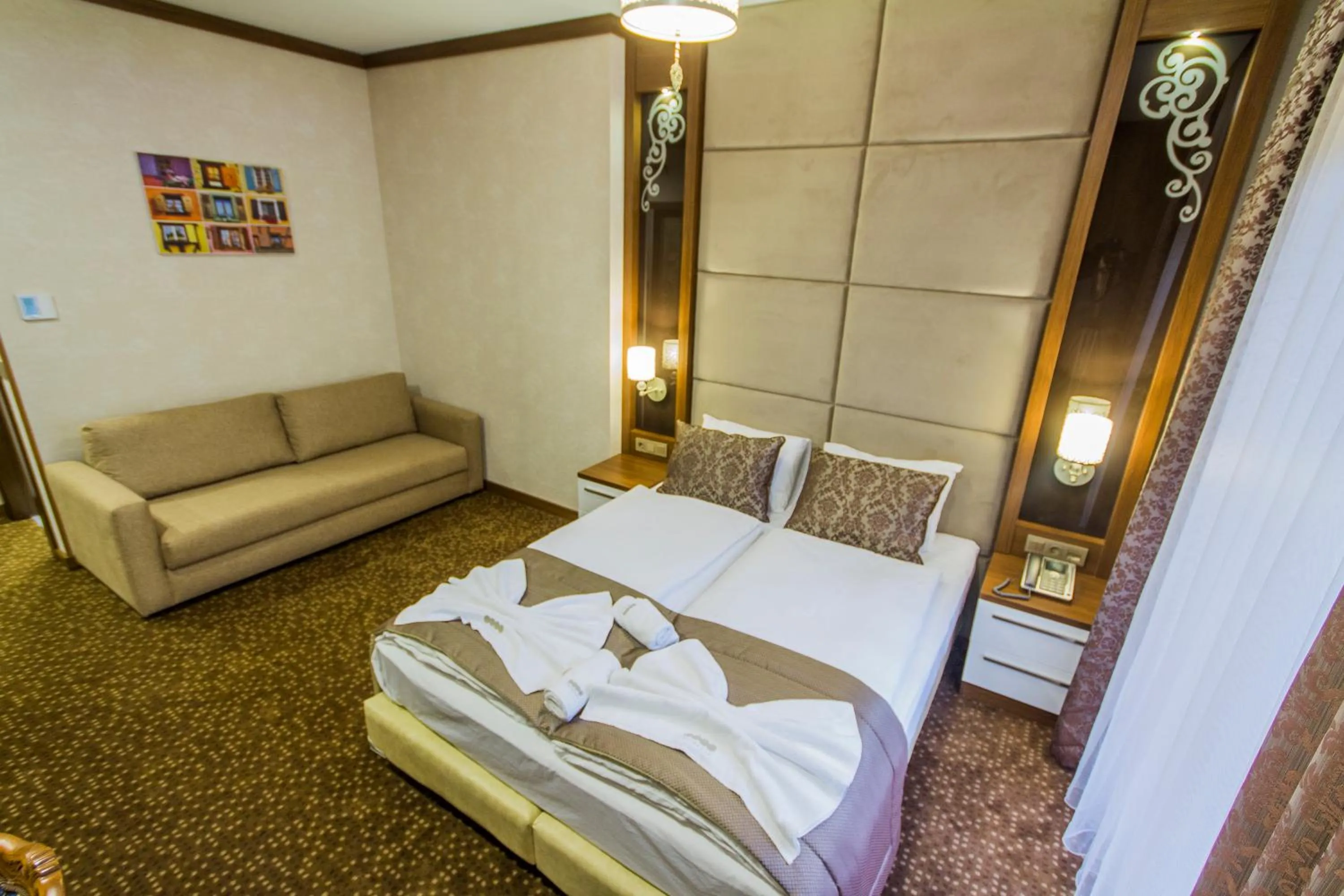 Bed in Taksim Cihangir Fidan Residence Hotel