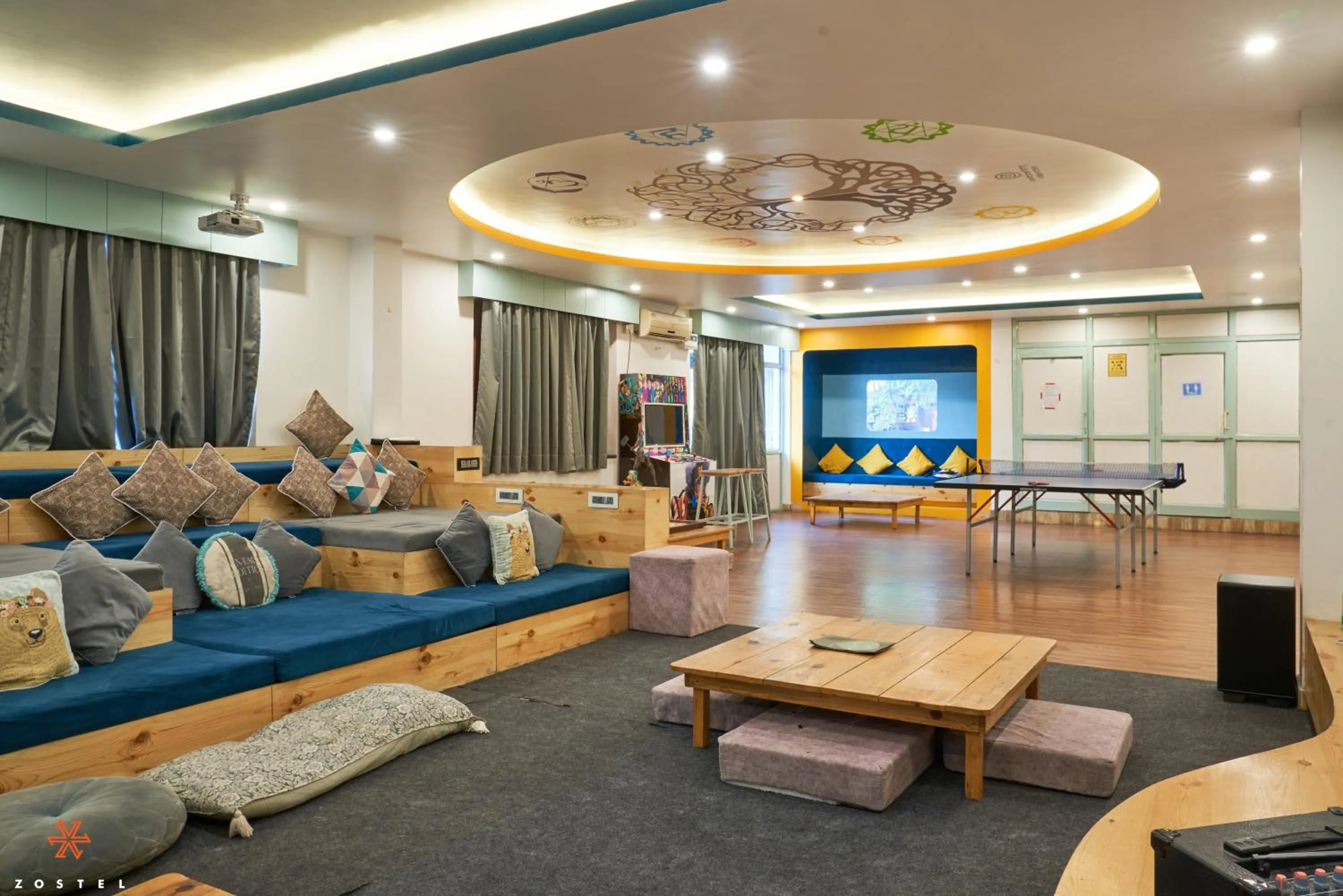 Living room in Zostel Rishikesh, Laxman Jhula