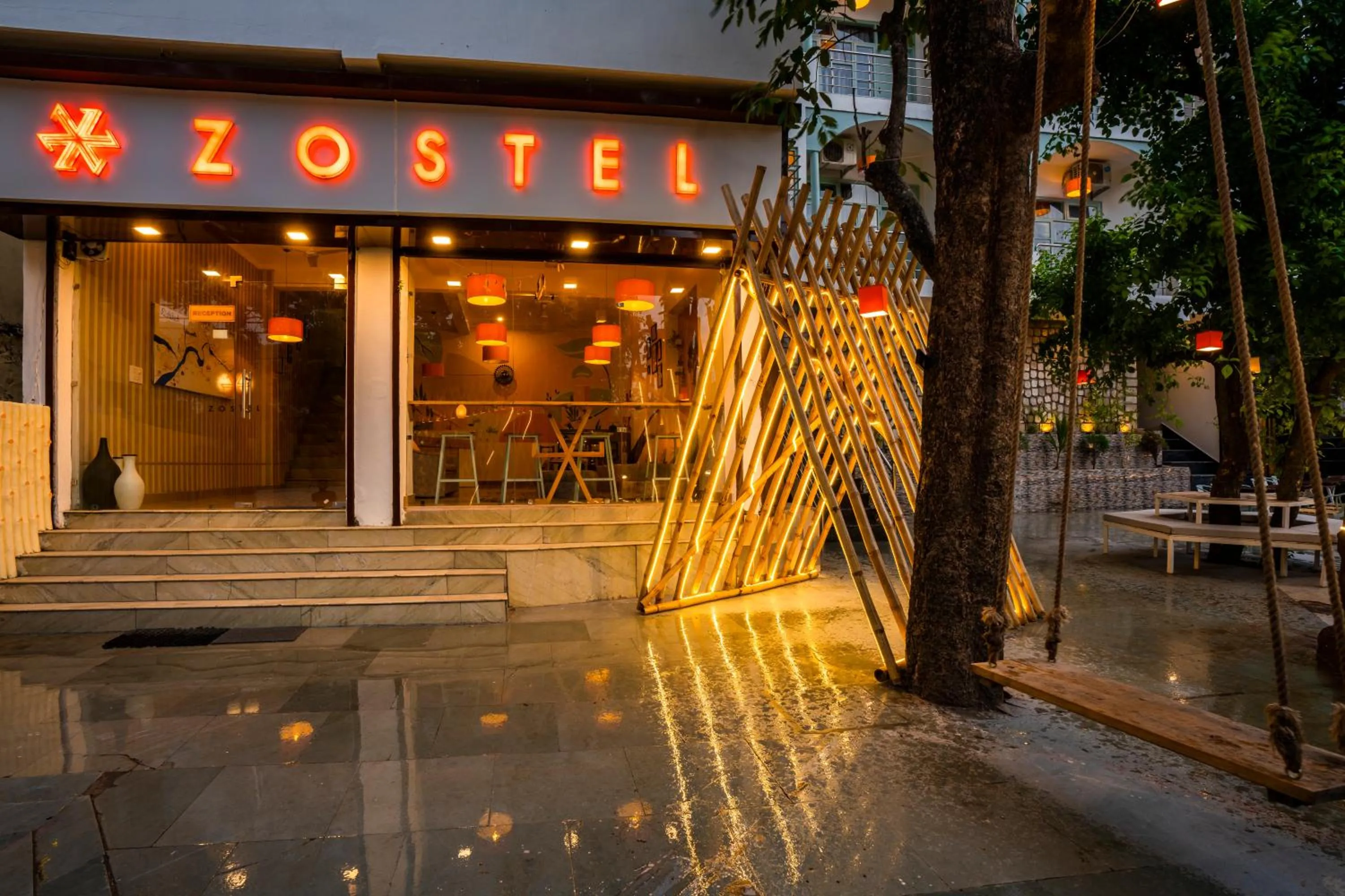 Facade/entrance in Zostel Rishikesh, Laxman Jhula