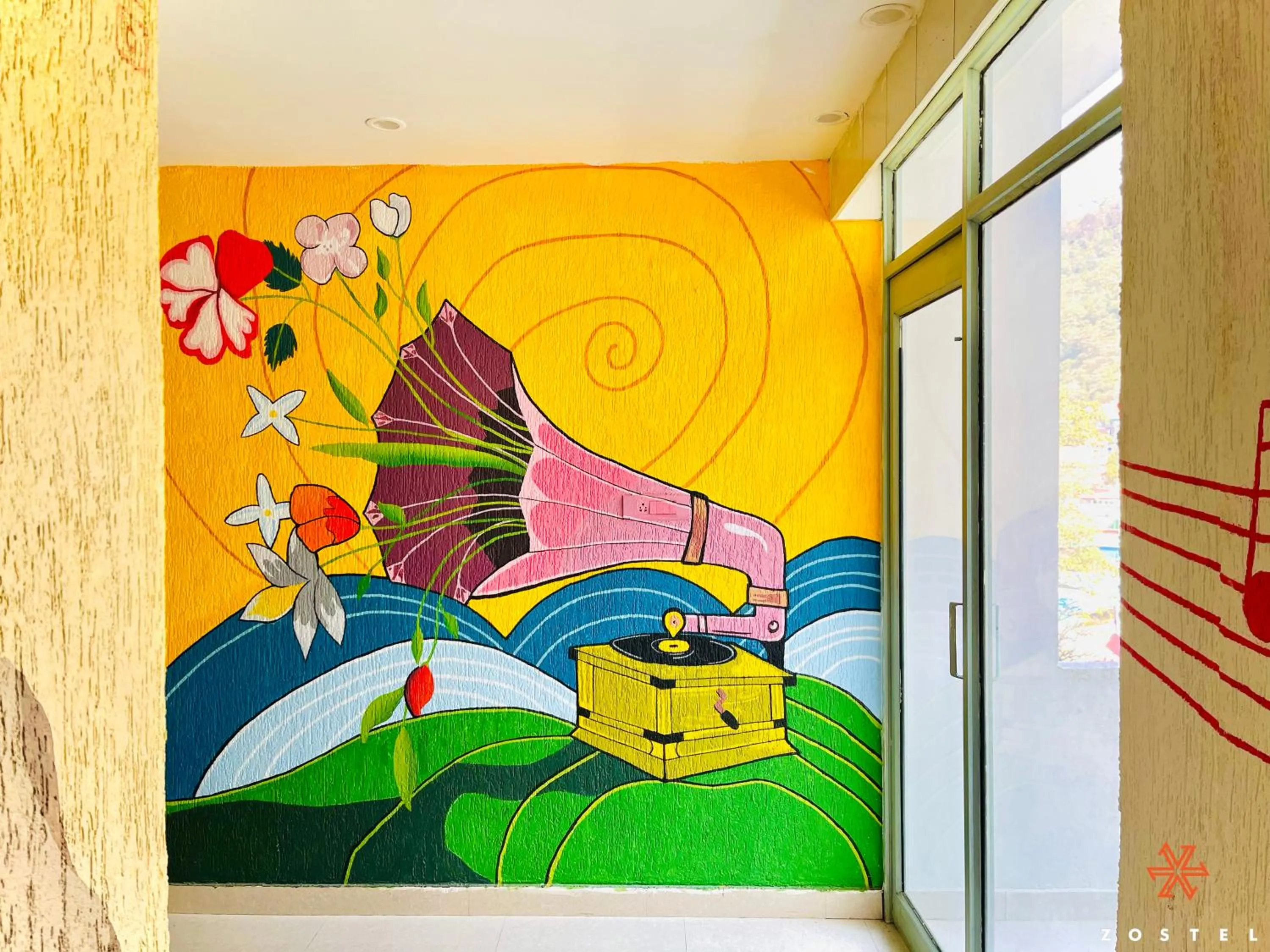 Decorative detail in Zostel Rishikesh, Laxman Jhula