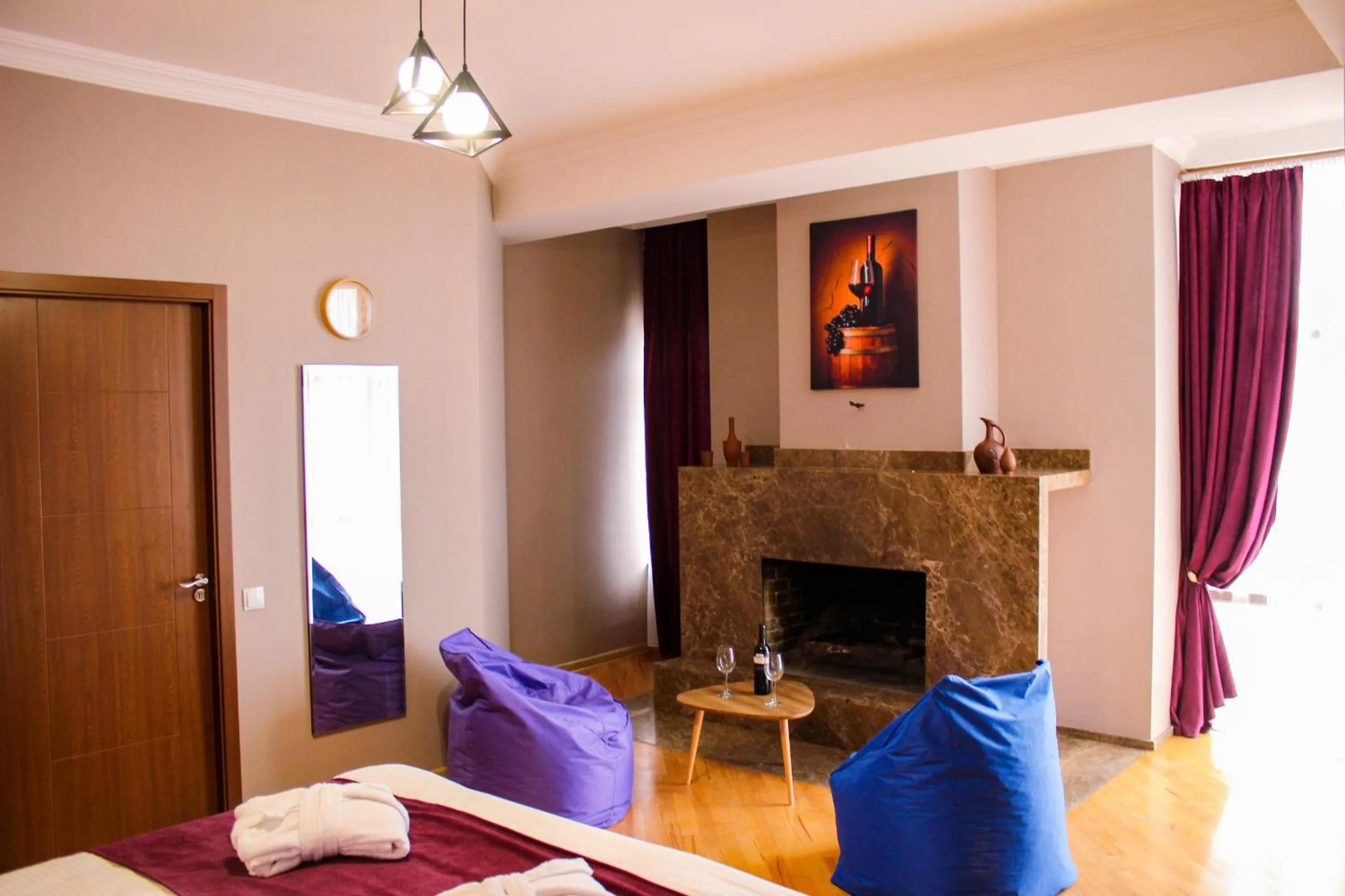 fireplace, Bed in Legend Hotel