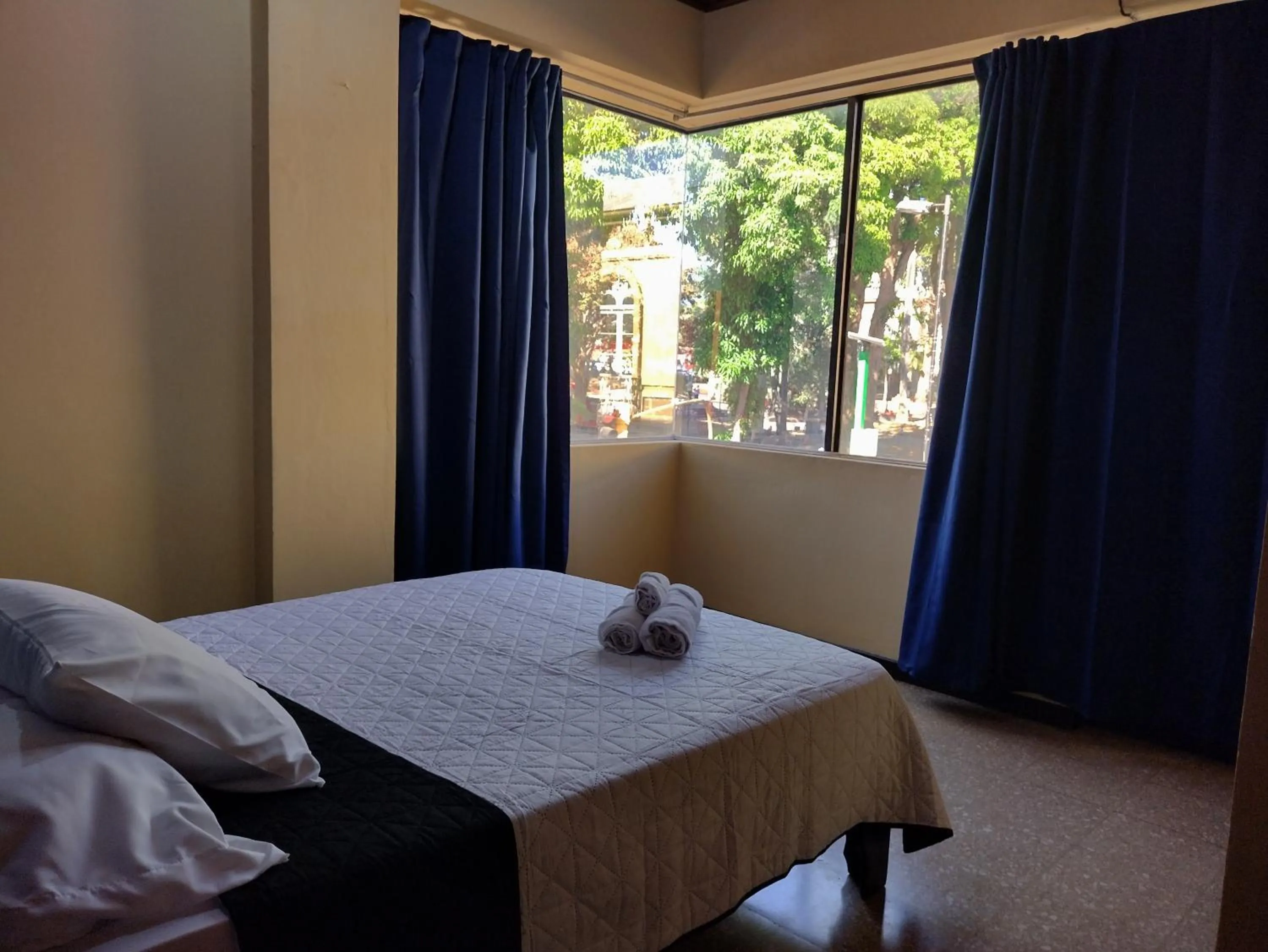 View (from property/room), Bed in Hotel Alajuela Costa Rica Airport