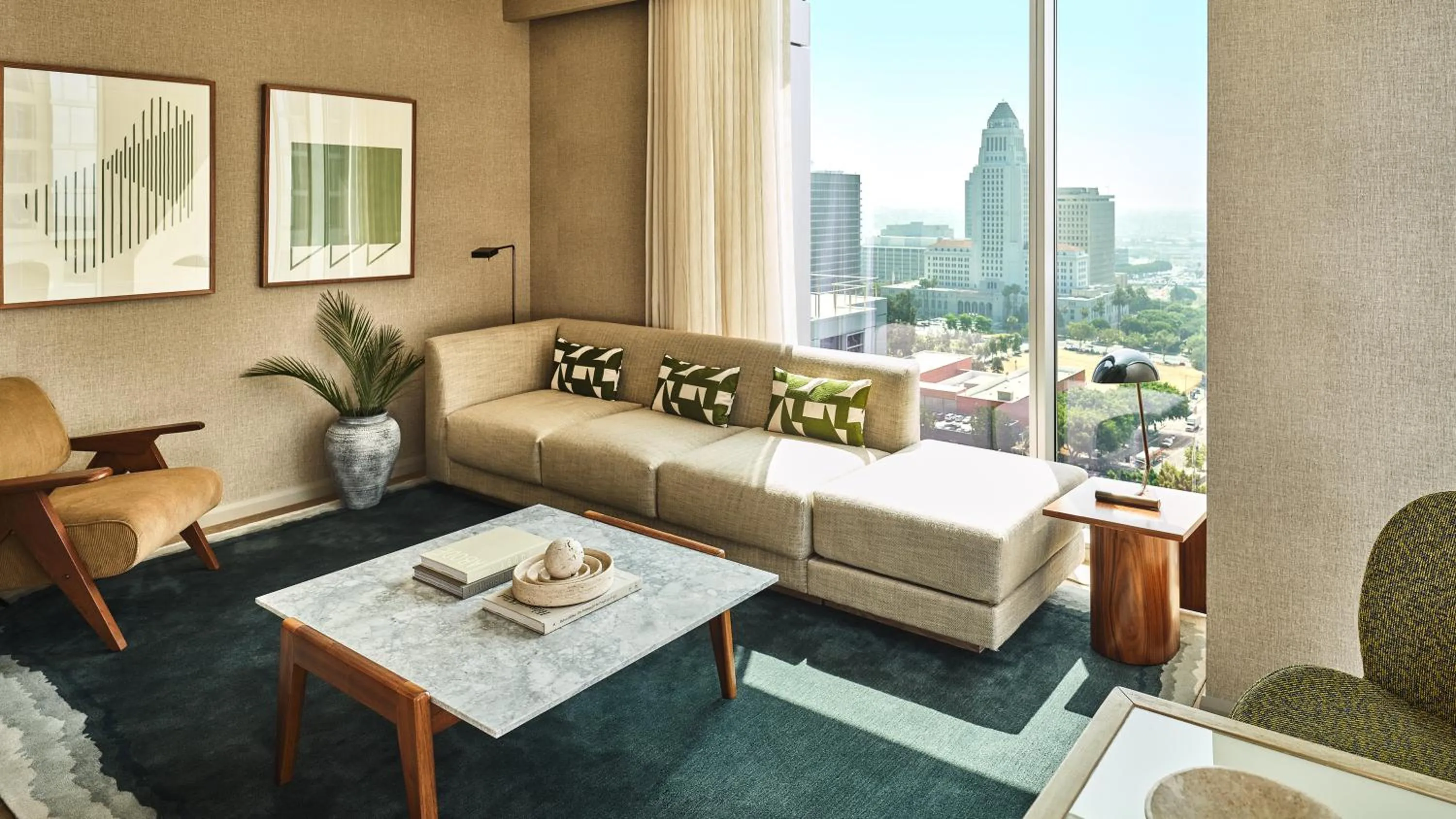 Living room in Conrad Los Angeles