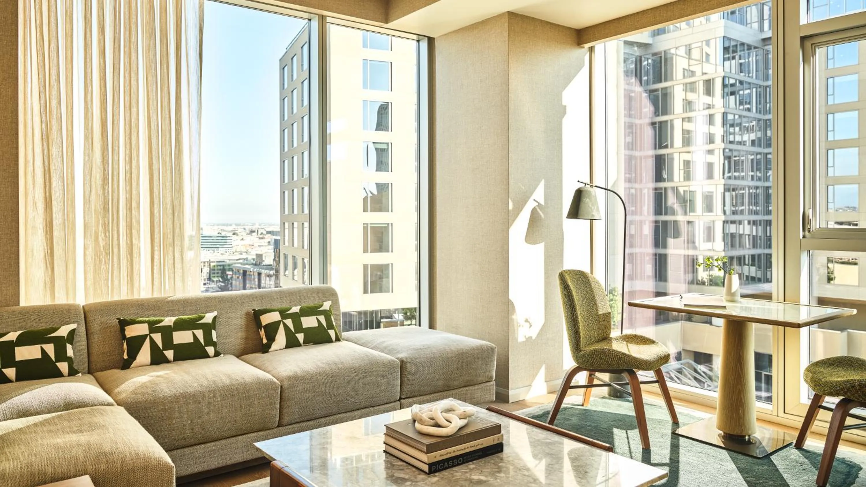 Living room in Conrad Los Angeles