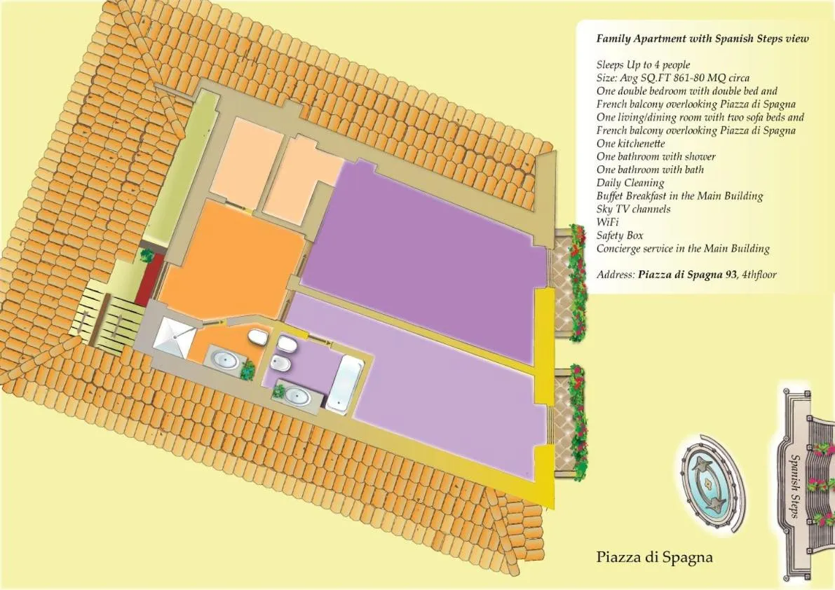 Floor plan in The Inn at the Spanish Steps Luxury Collection - The Inn at the Spanish Steps