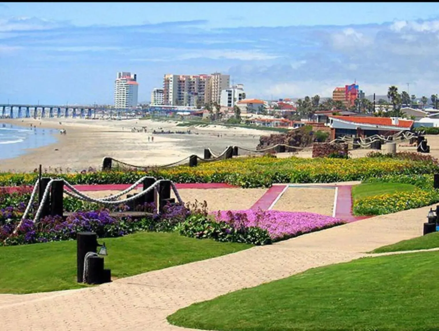 Garden view in Great Beach Swiming Pools Tennis Courts Condo in La Paloma Rosarito Beach