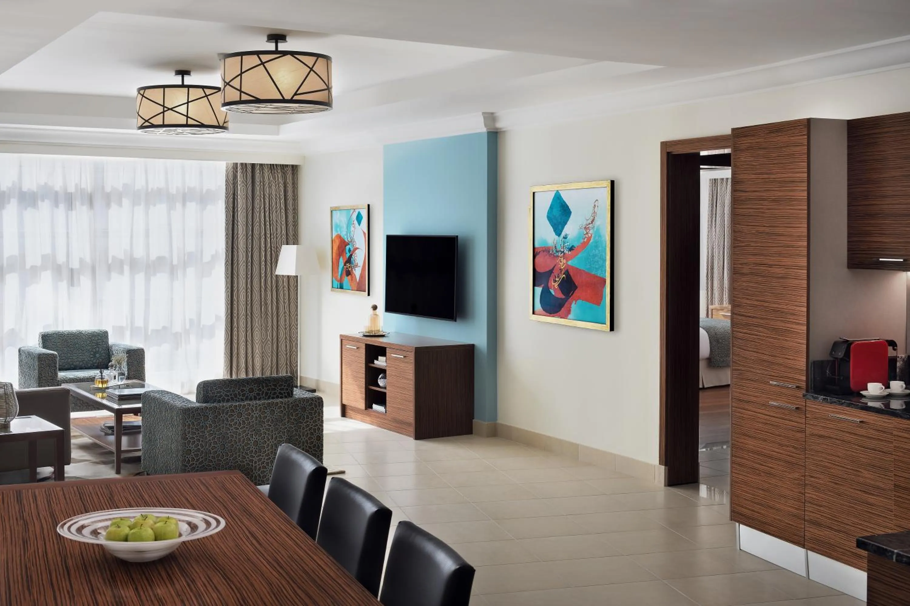 Communal lounge/ TV room in Marriott Executive Apartments Al Khobar