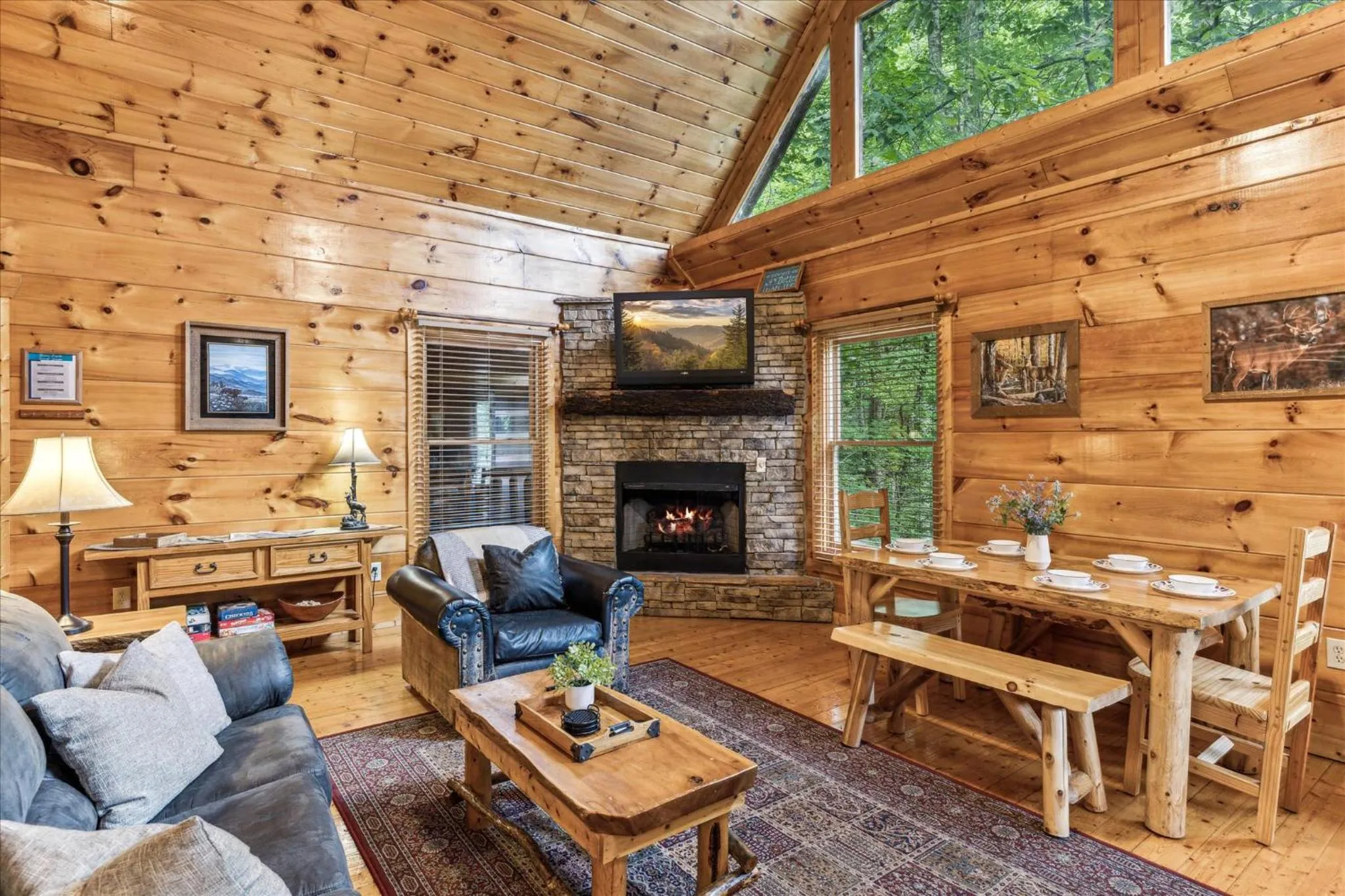 Living room in Brave Eagle Cabin