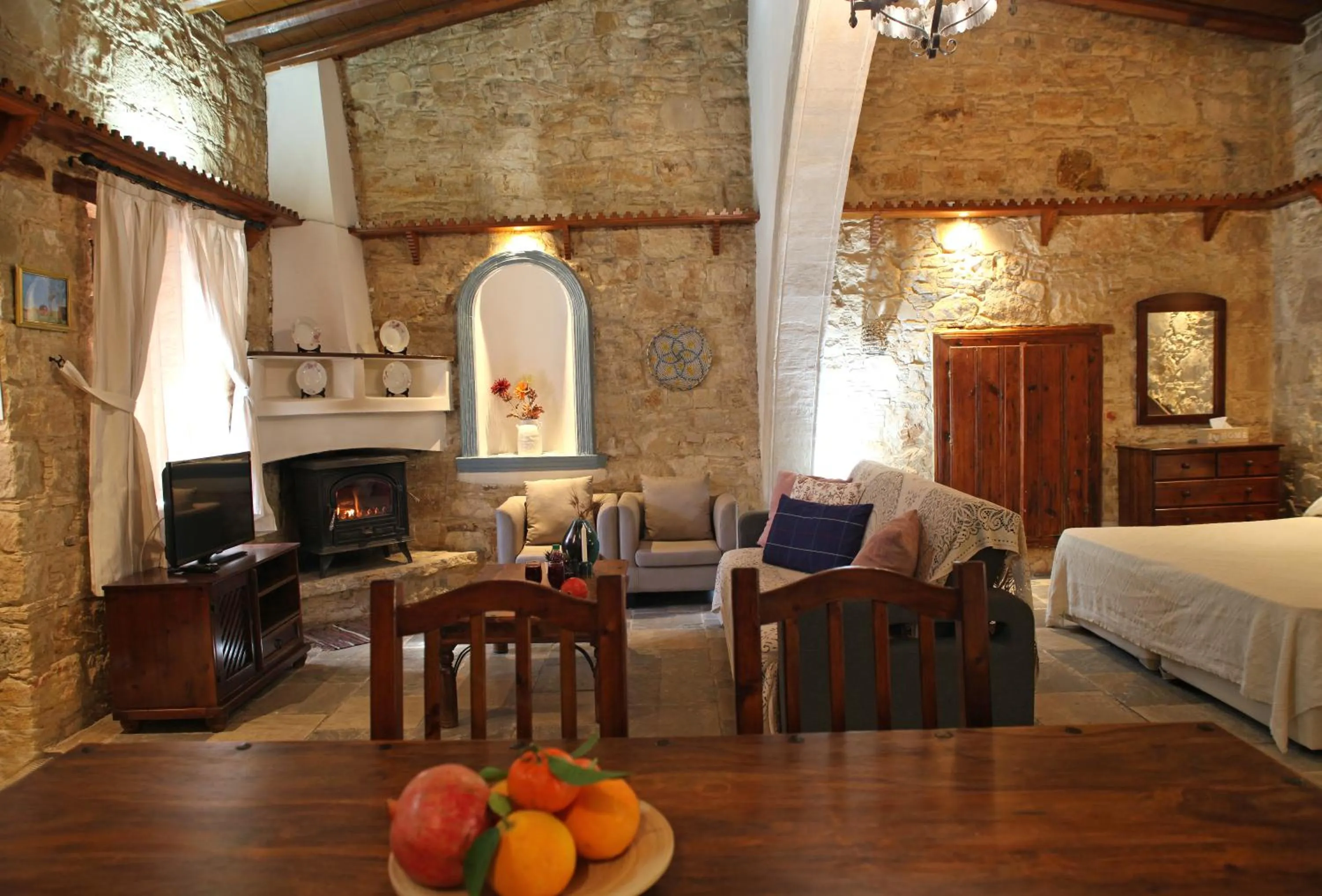 Seating area, Bed in Agrovino Lofou