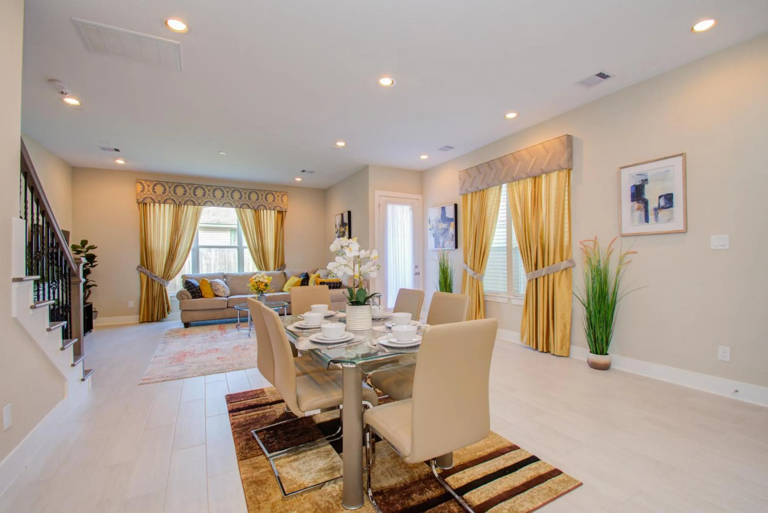 Dining area in Elegant East Downtown House Houston TX