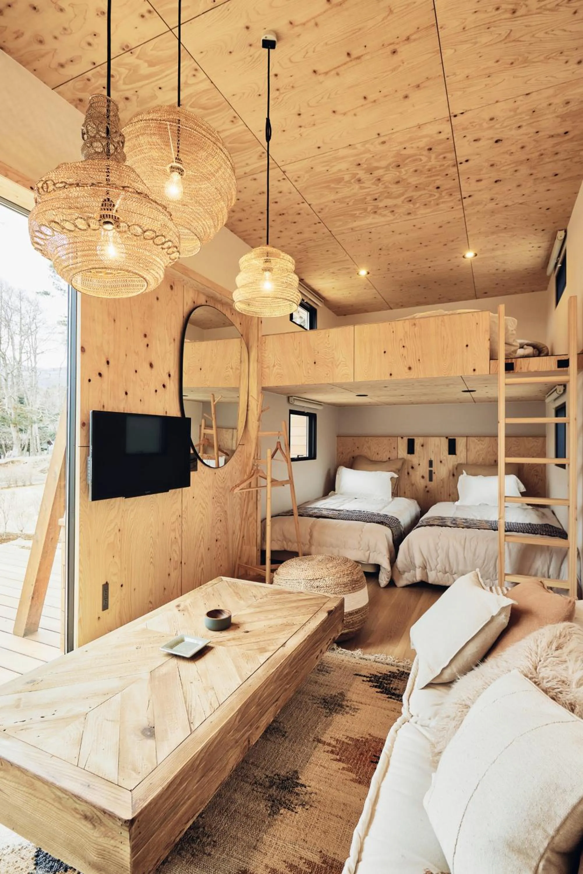 Photo of the whole room, Bed in GLANSTELLA CABIN Fujiyamanakako