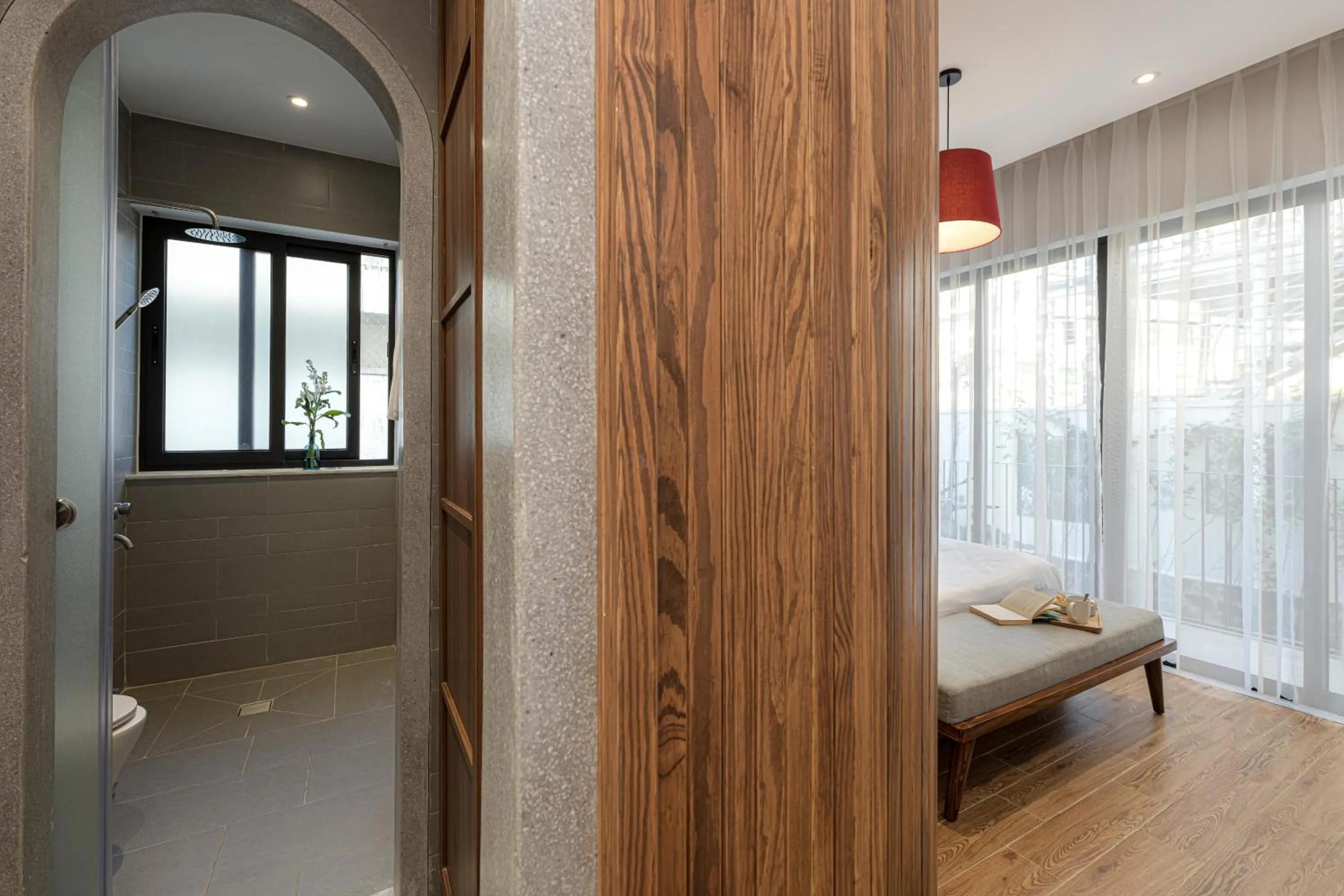 Bathroom, Bed in Thơm House