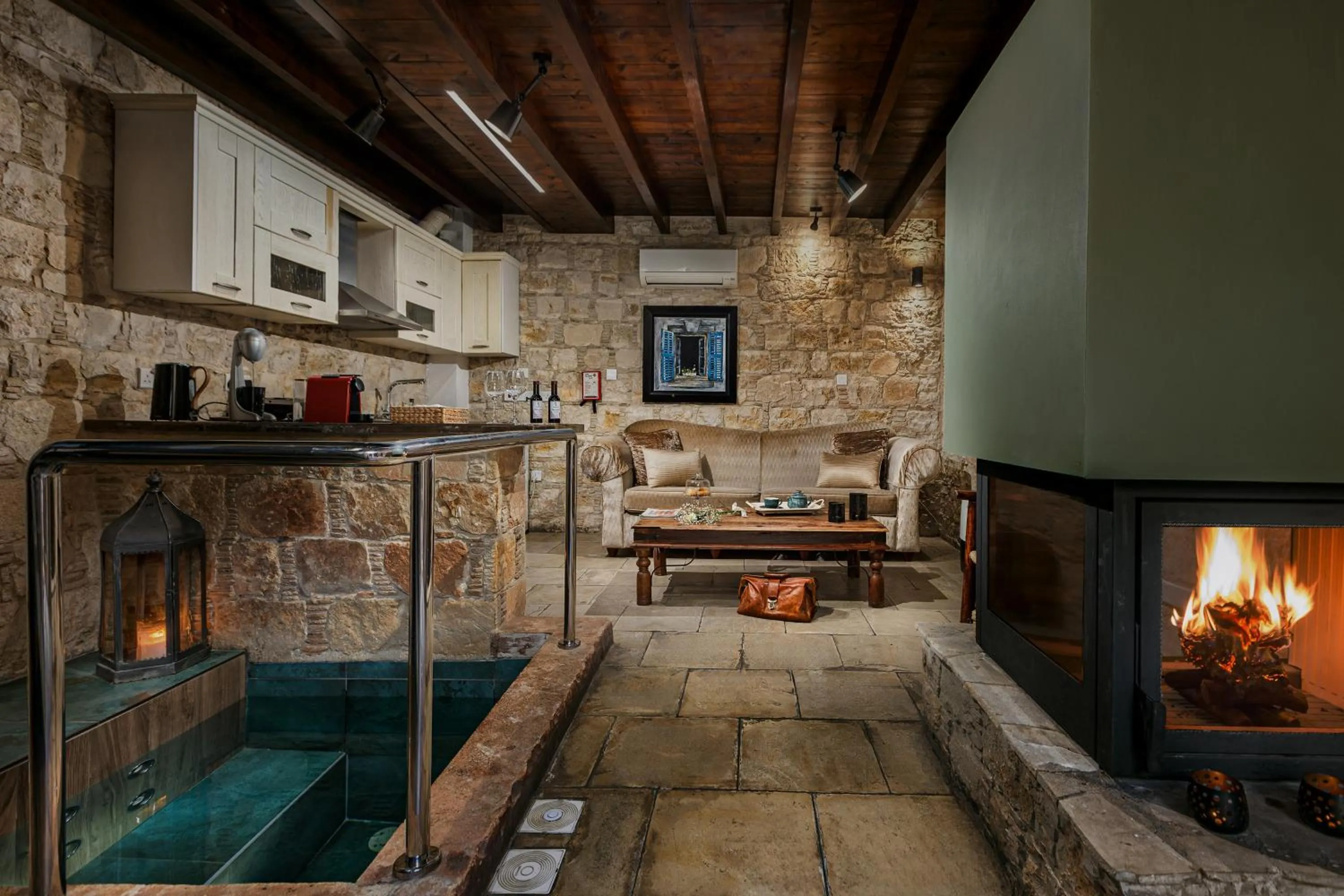 Kitchen or kitchenette in Oinoessa Traditional Boutique Guest Houses