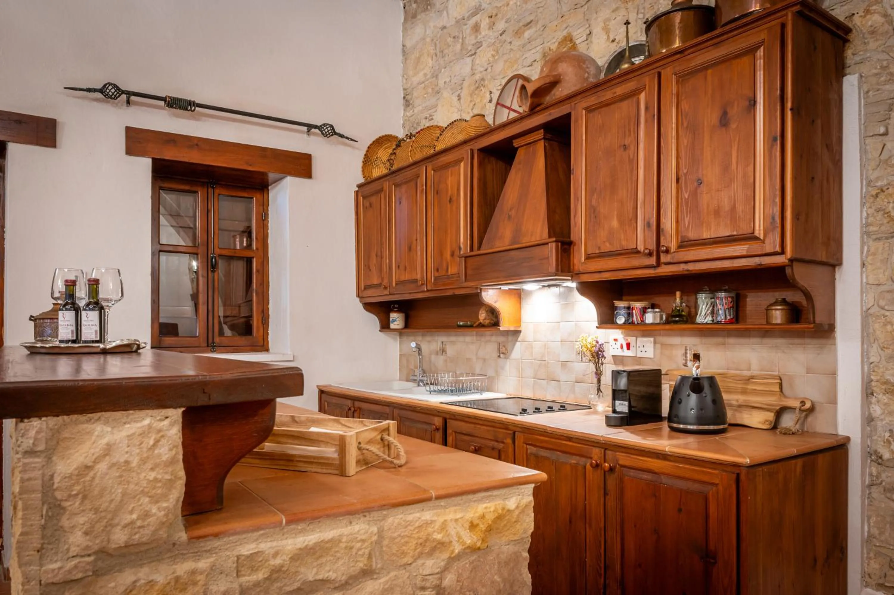 Kitchen or kitchenette in Oinoessa Traditional Boutique Guest Houses