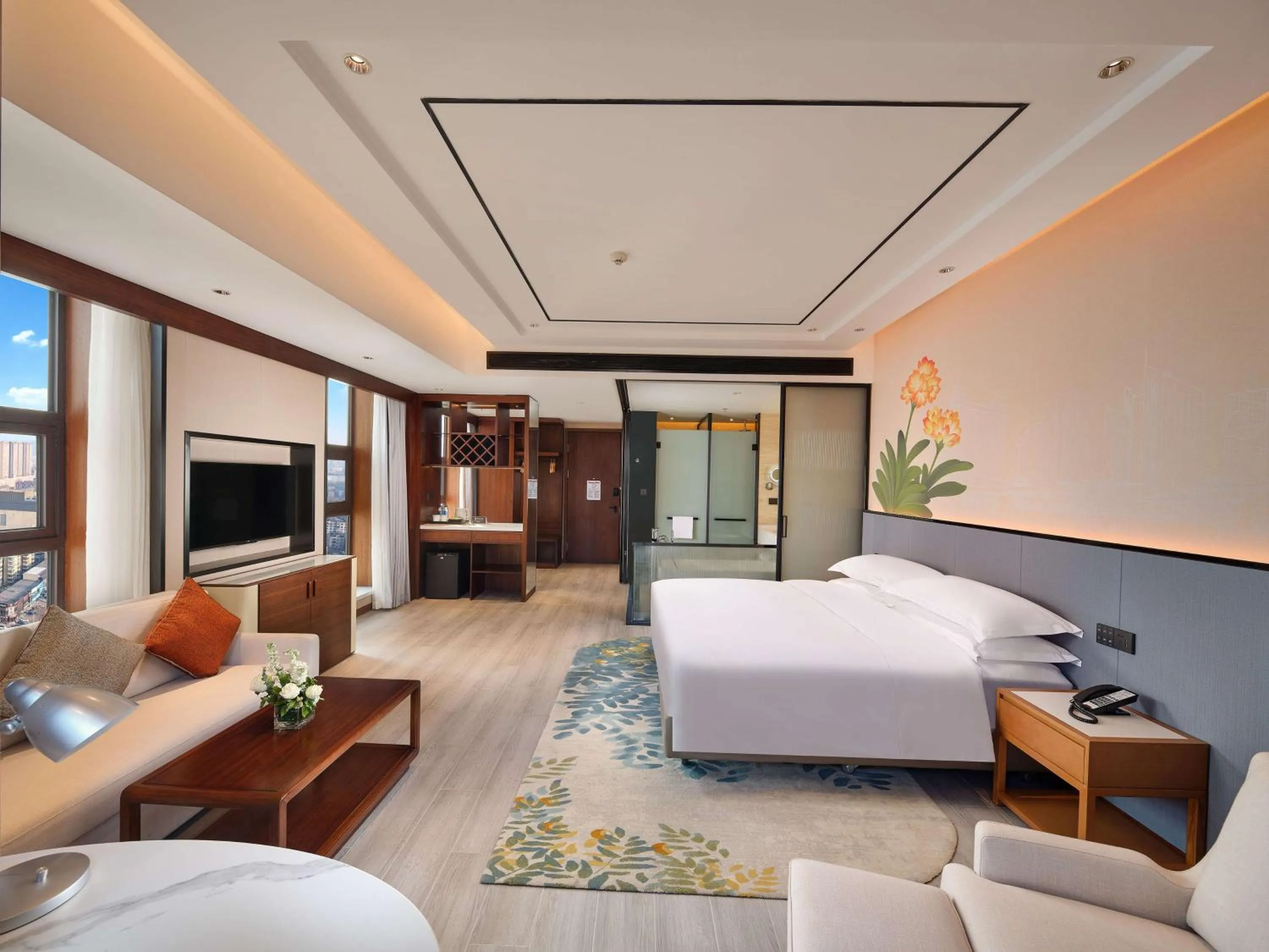 Living room, Bed in Hilton Garden Inn Anshan